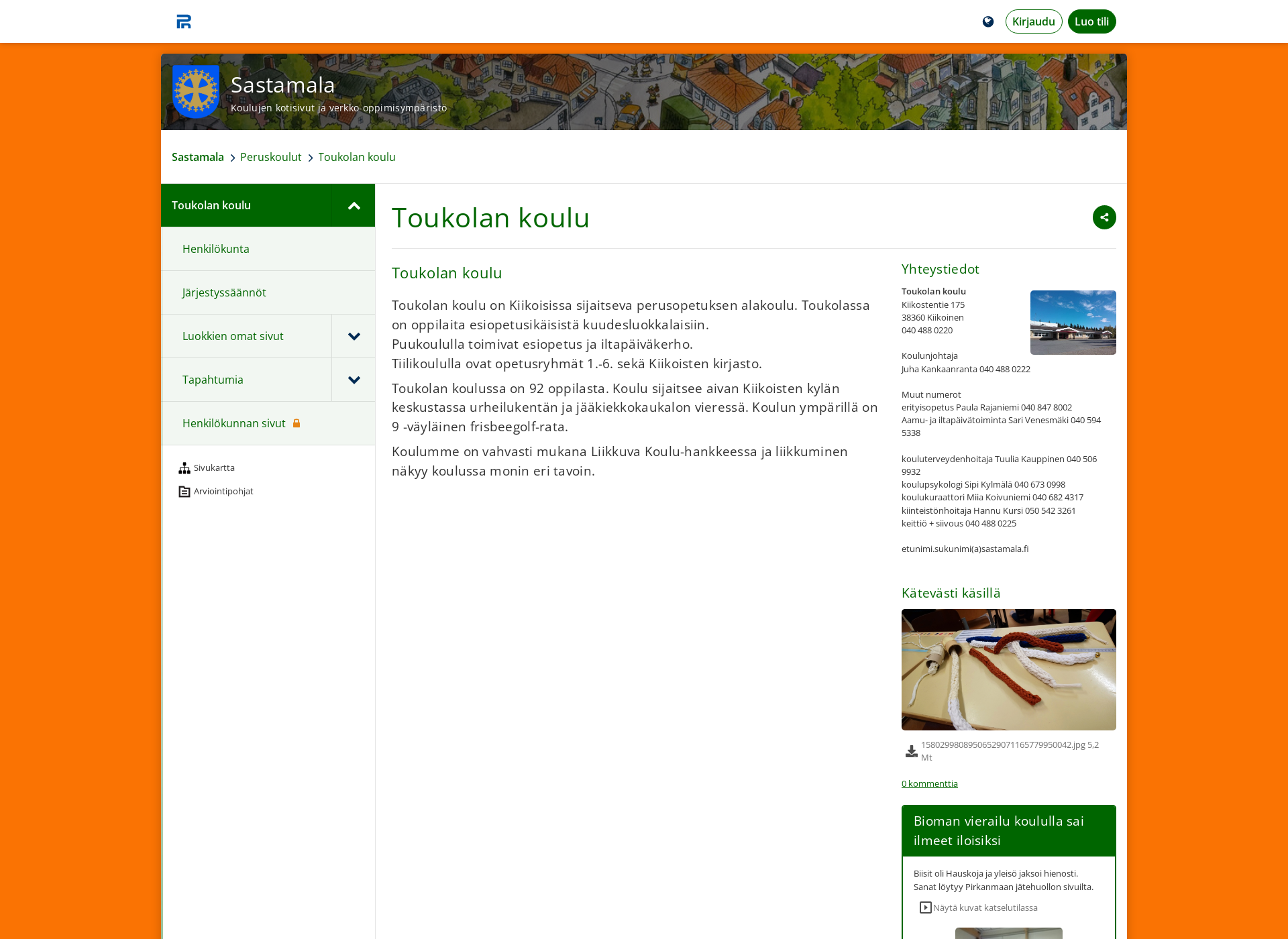 Screenshot for toukolankoulu.fi