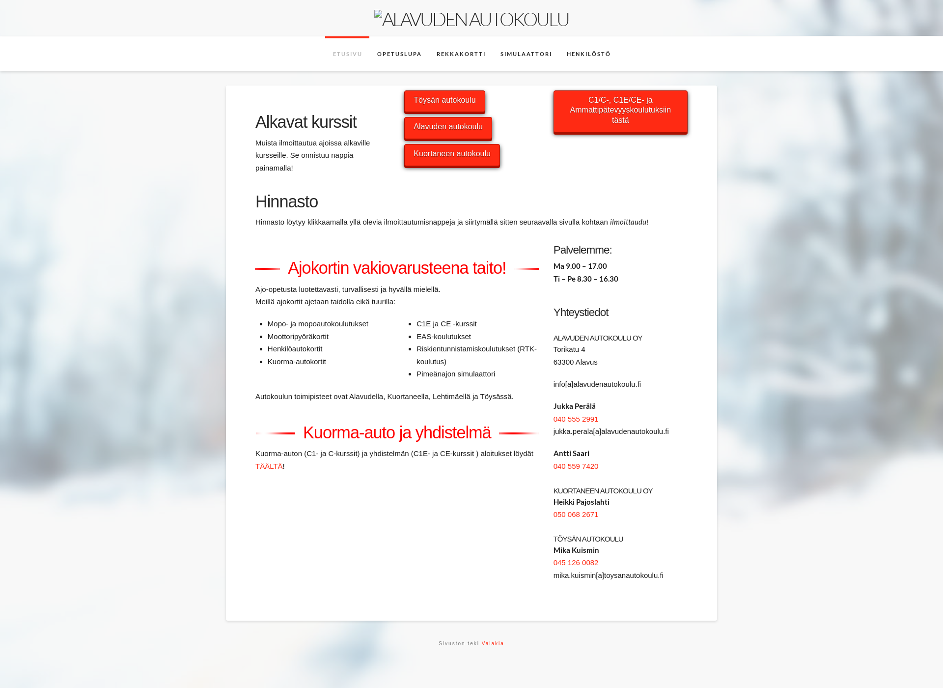 Skärmdump för toysanautokoulu.fi