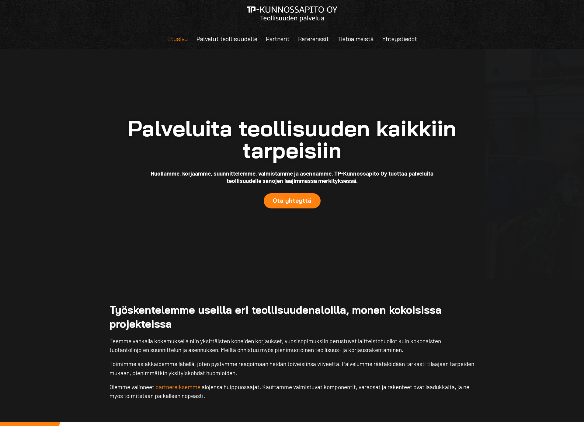 Skärmdump för tp-kunnossapito.fi