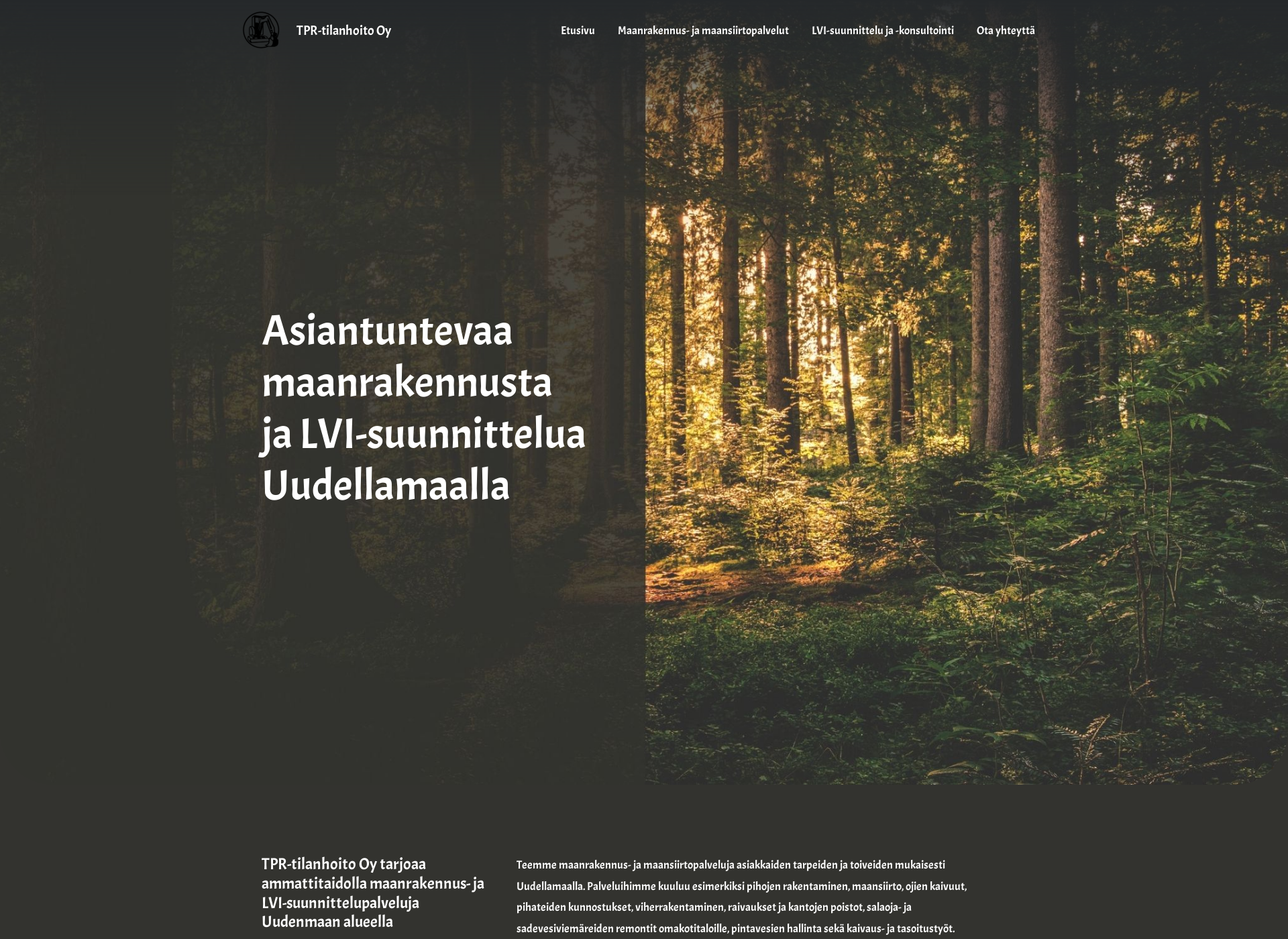 Skärmdump för tpr-tilanhoito.fi