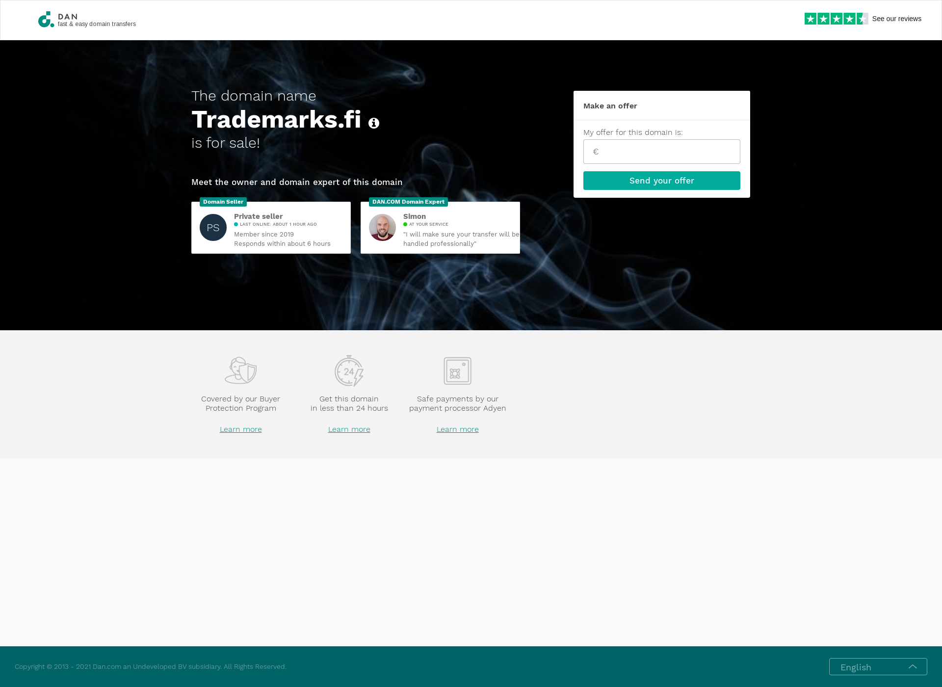 Skärmdump för trademarks.fi