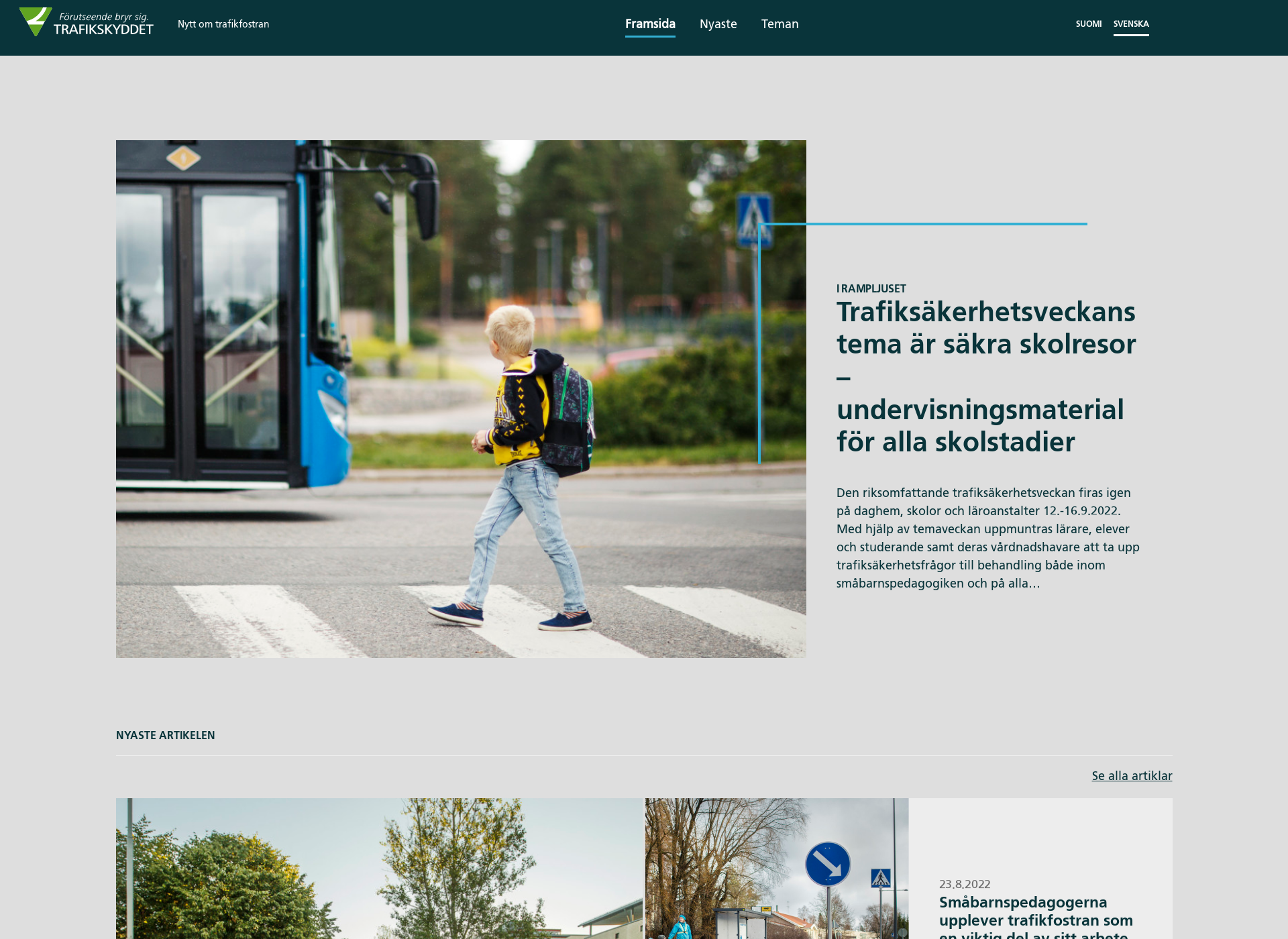 Skärmdump för trafikfostrannytt.fi