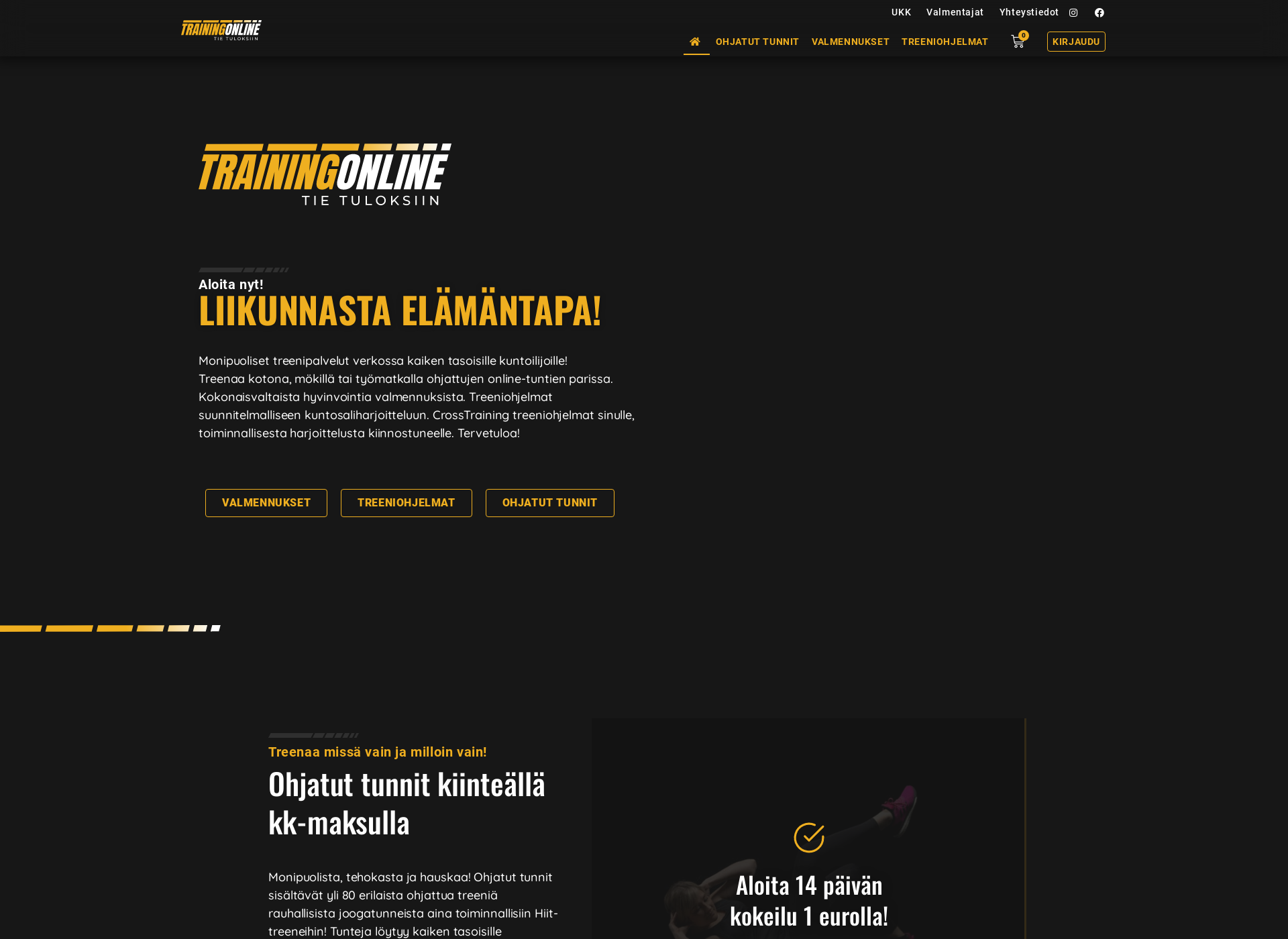 Skärmdump för trainingonline.fi
