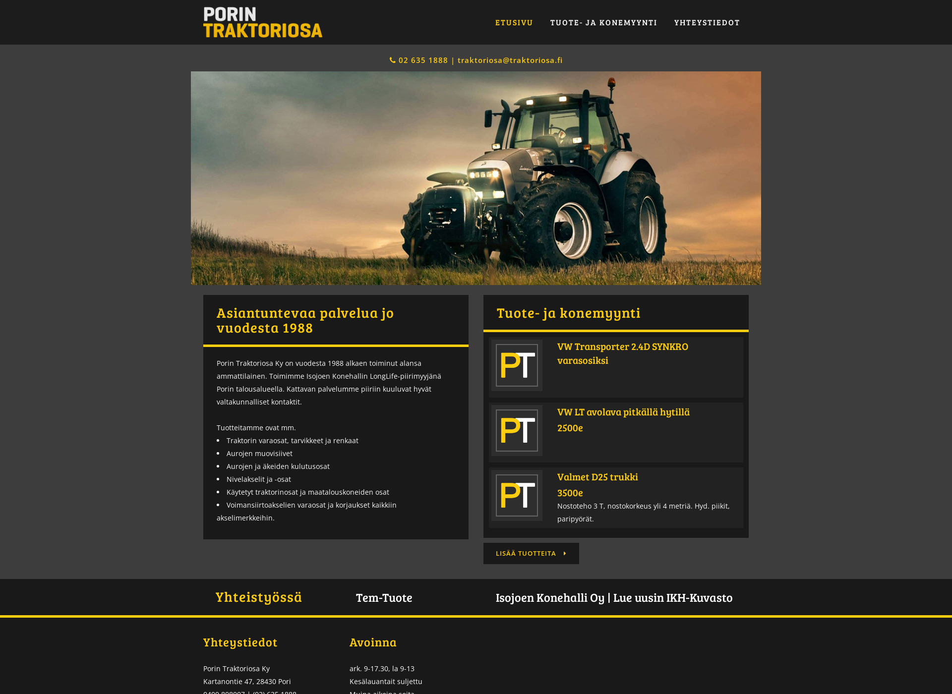Skärmdump för traktoriosa.fi