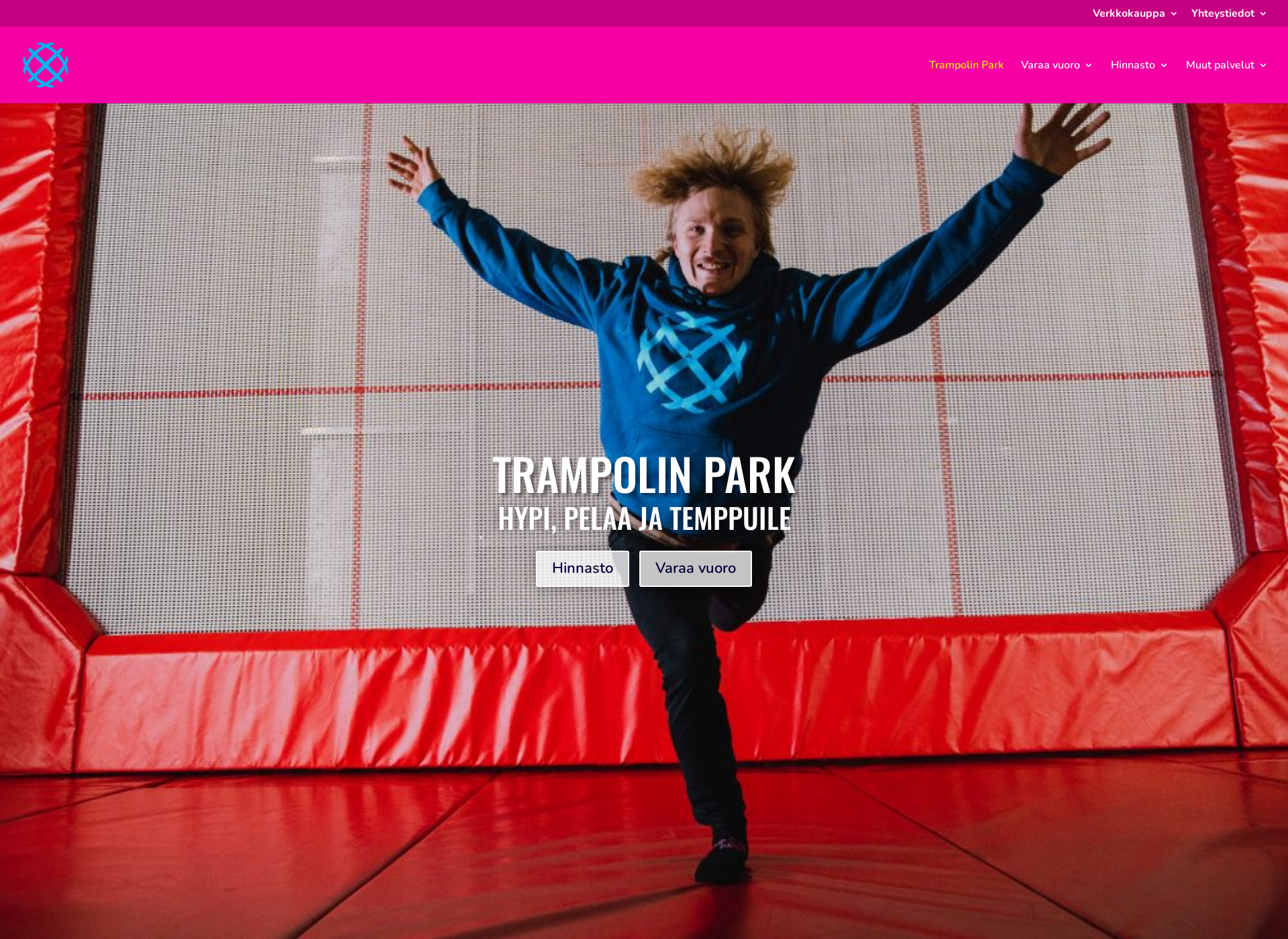 Skärmdump för trampolinpark.fi