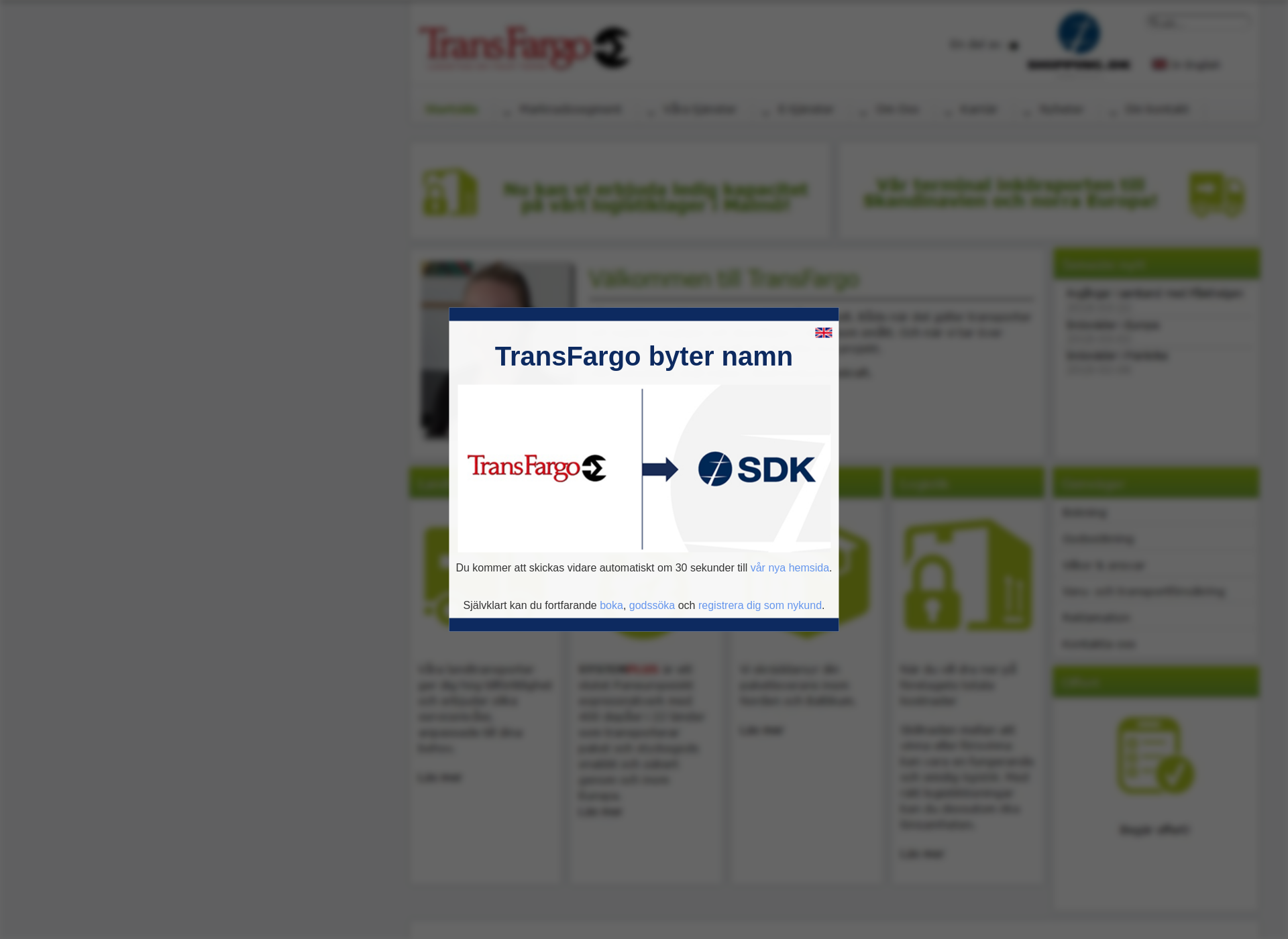 Skärmdump för transfargo.fi