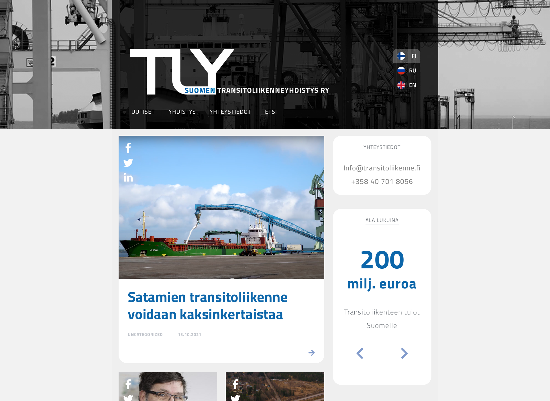 Screenshot for transitoliikenne.fi