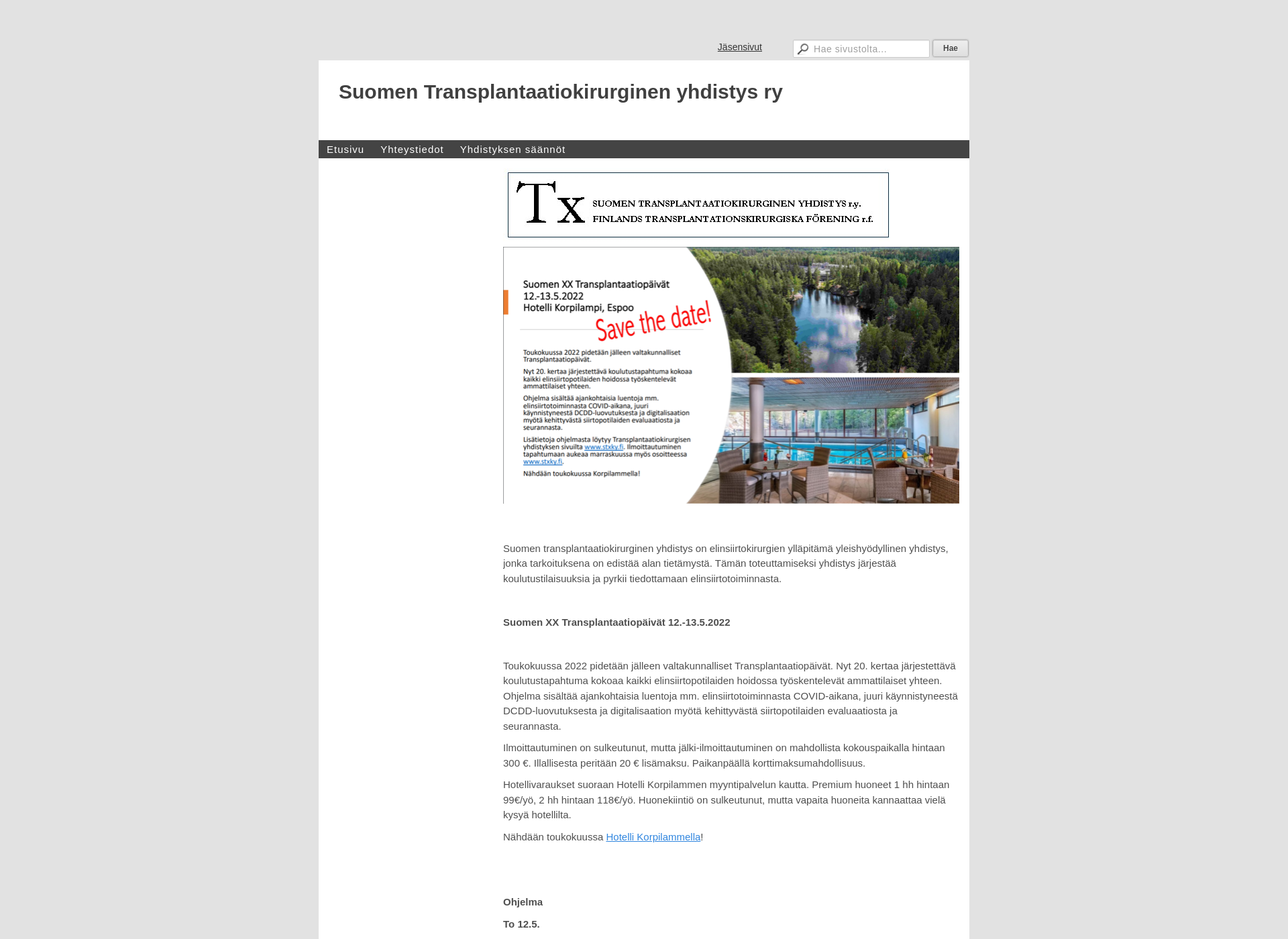 Screenshot for transplantaatiokirurgit.fi