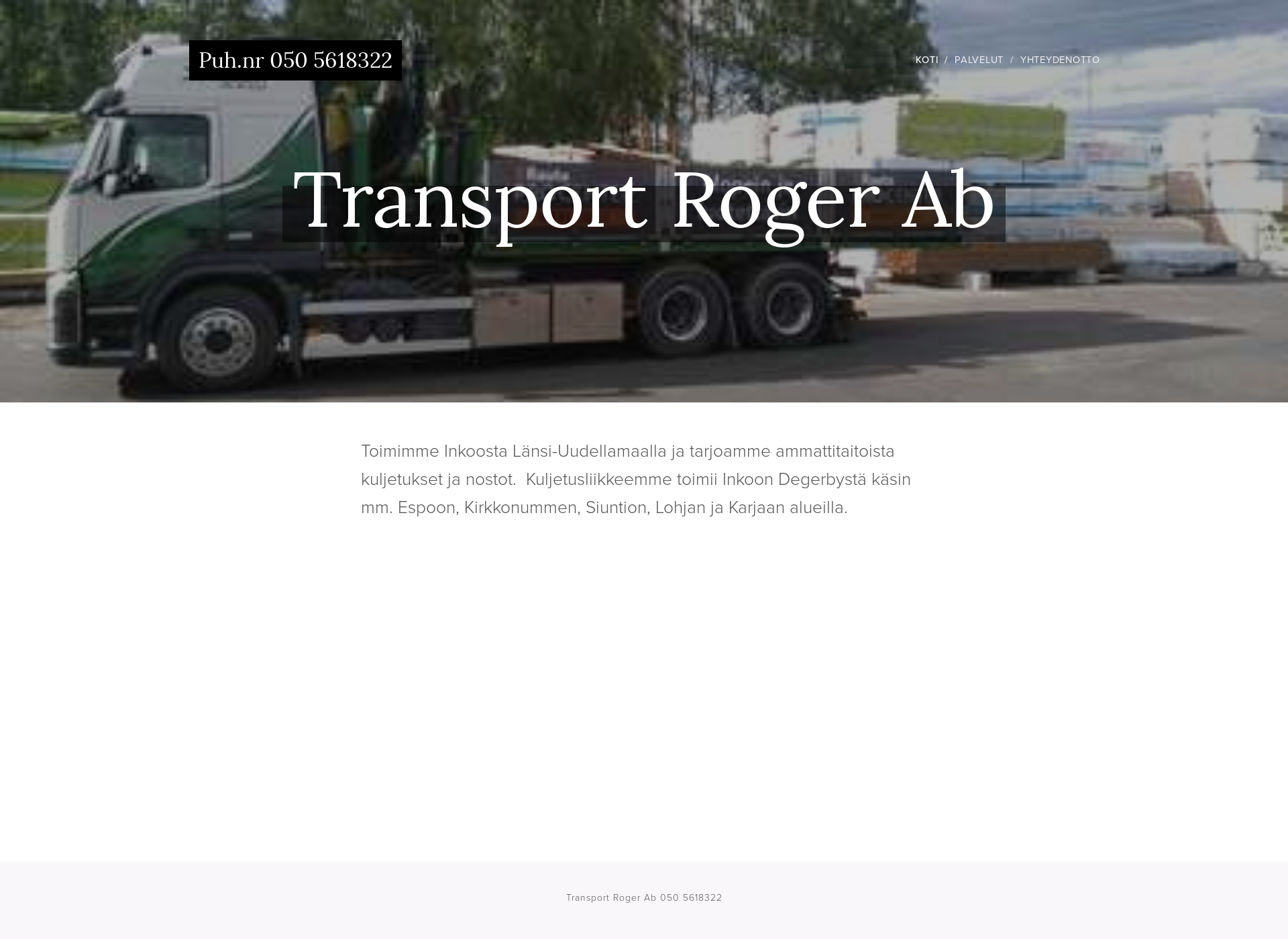 Skärmdump för transportroger.fi