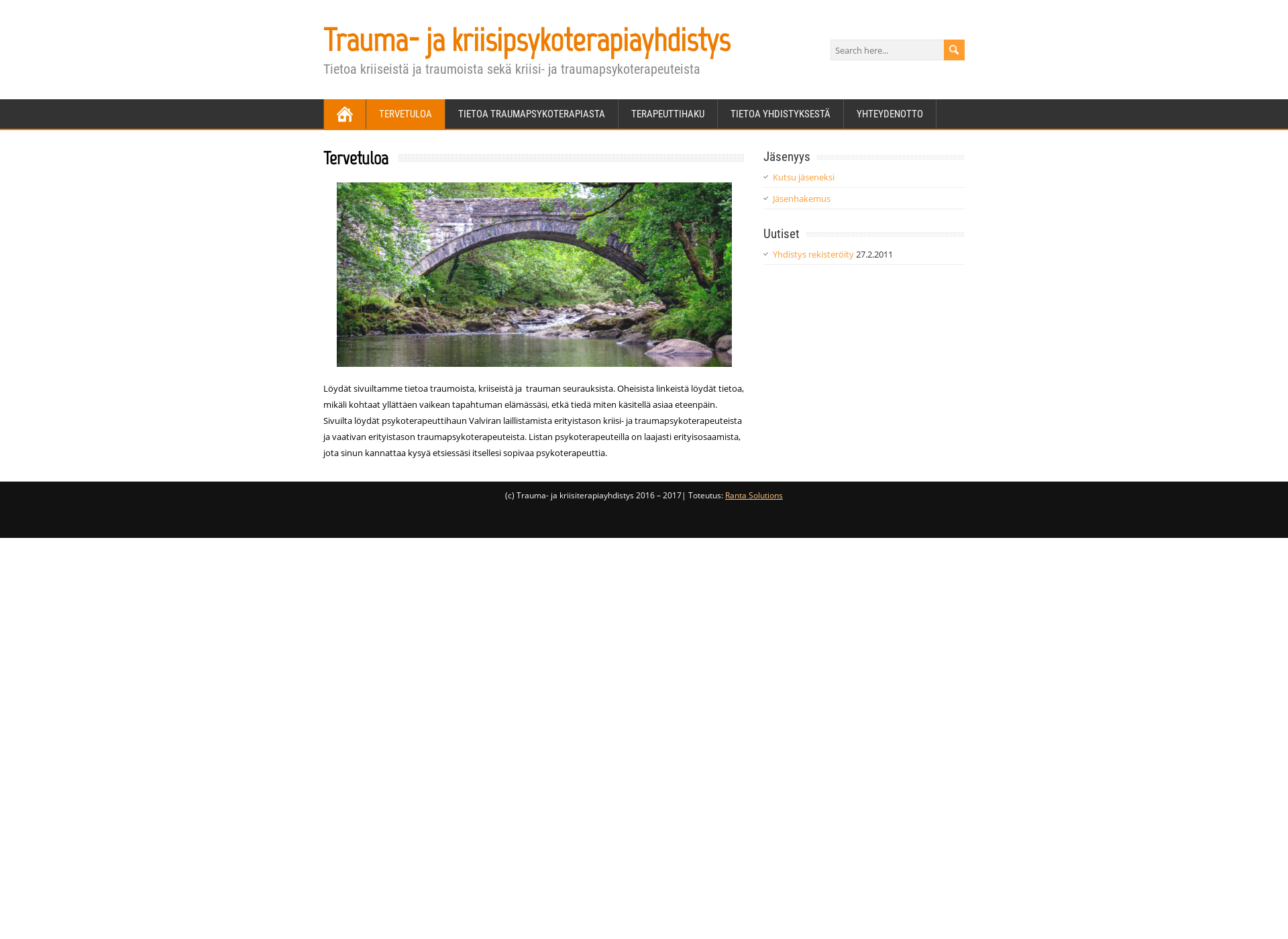 Skärmdump för traumapsykoterapeutit.fi