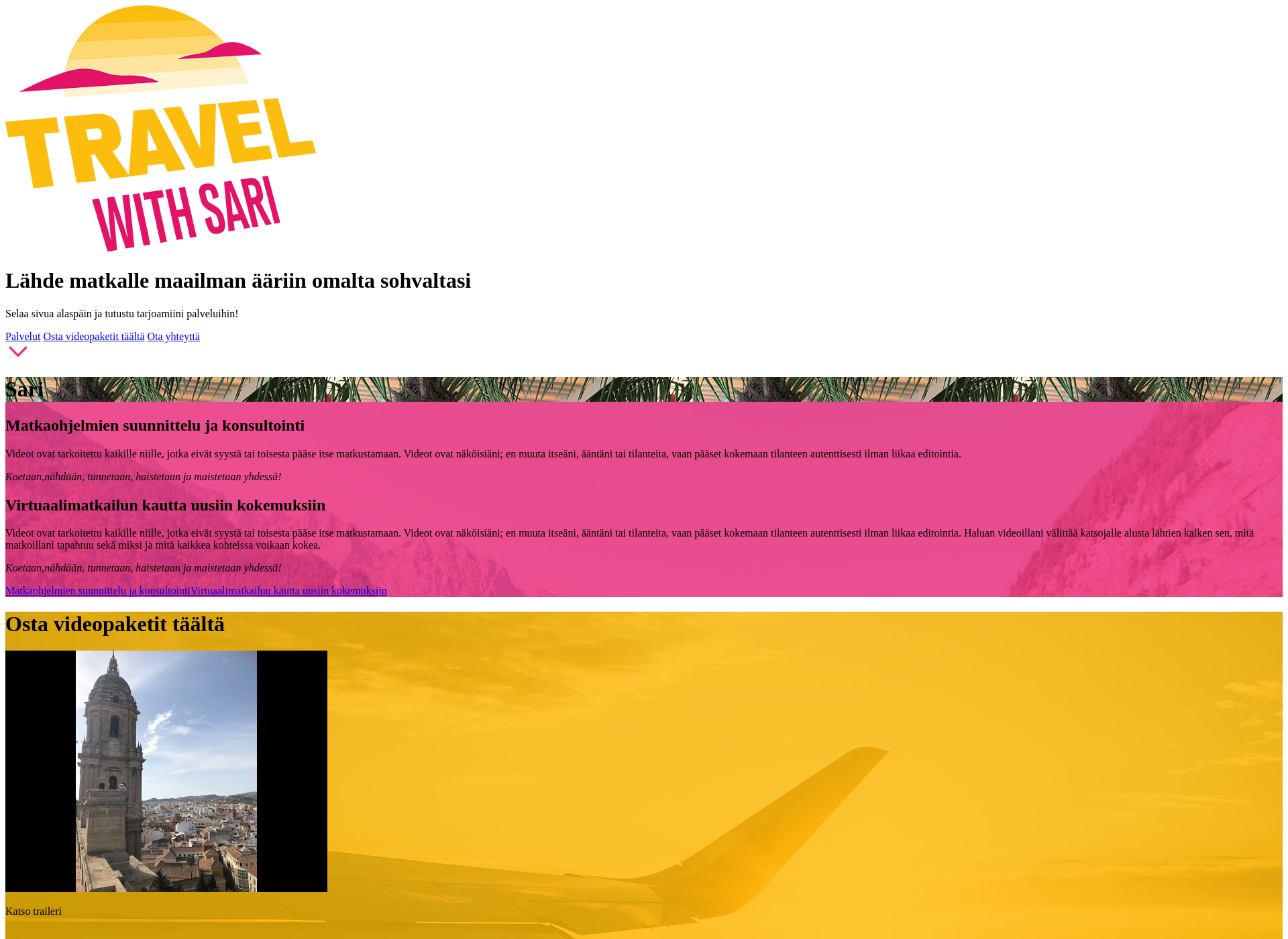 Screenshot for travelwithsari.fi