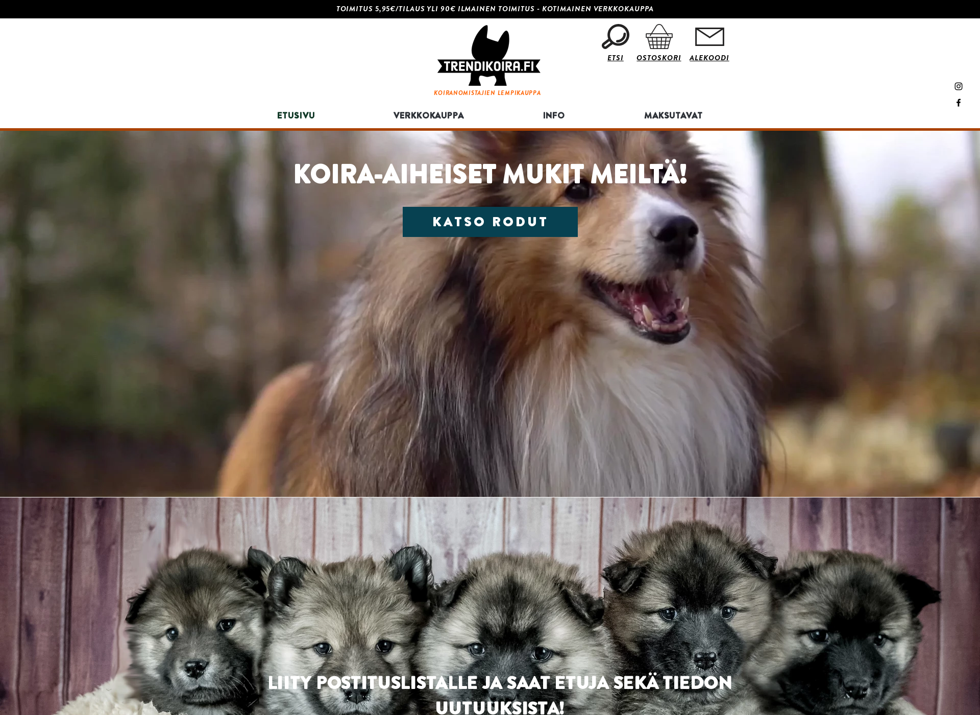 Skärmdump för trendikoira.fi