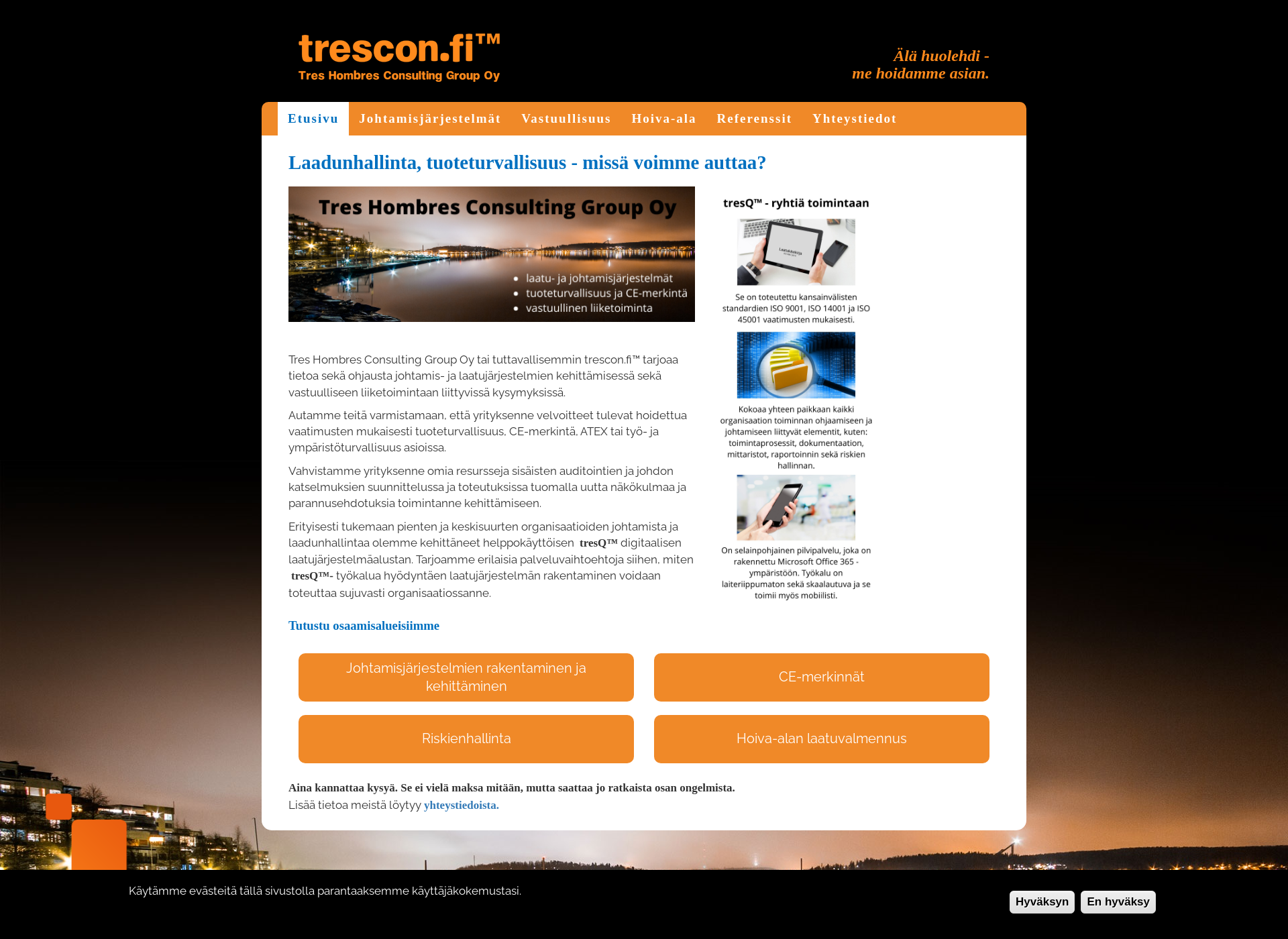 Skärmdump för trescon.fi