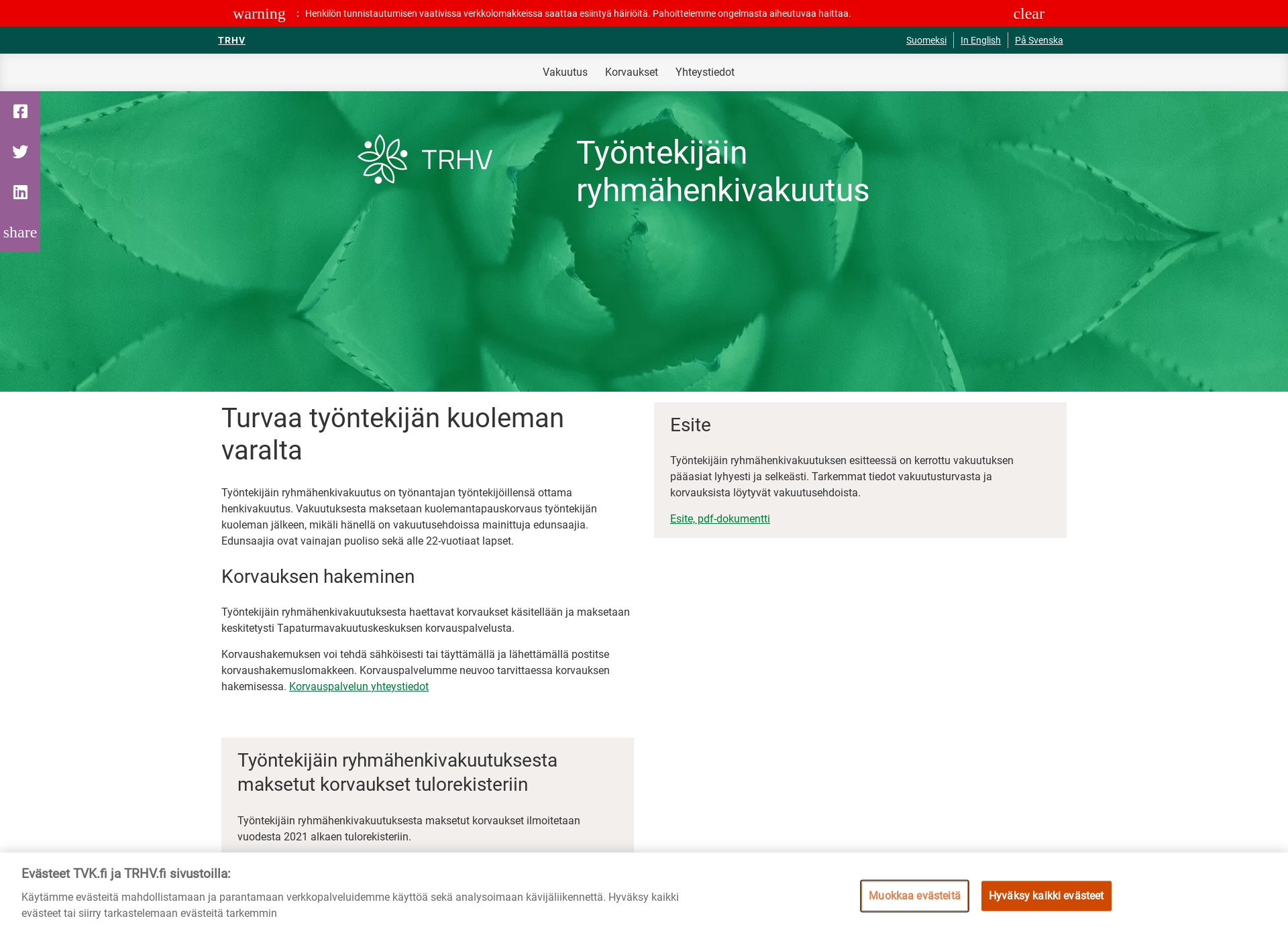 Skärmdump för trhv.fi