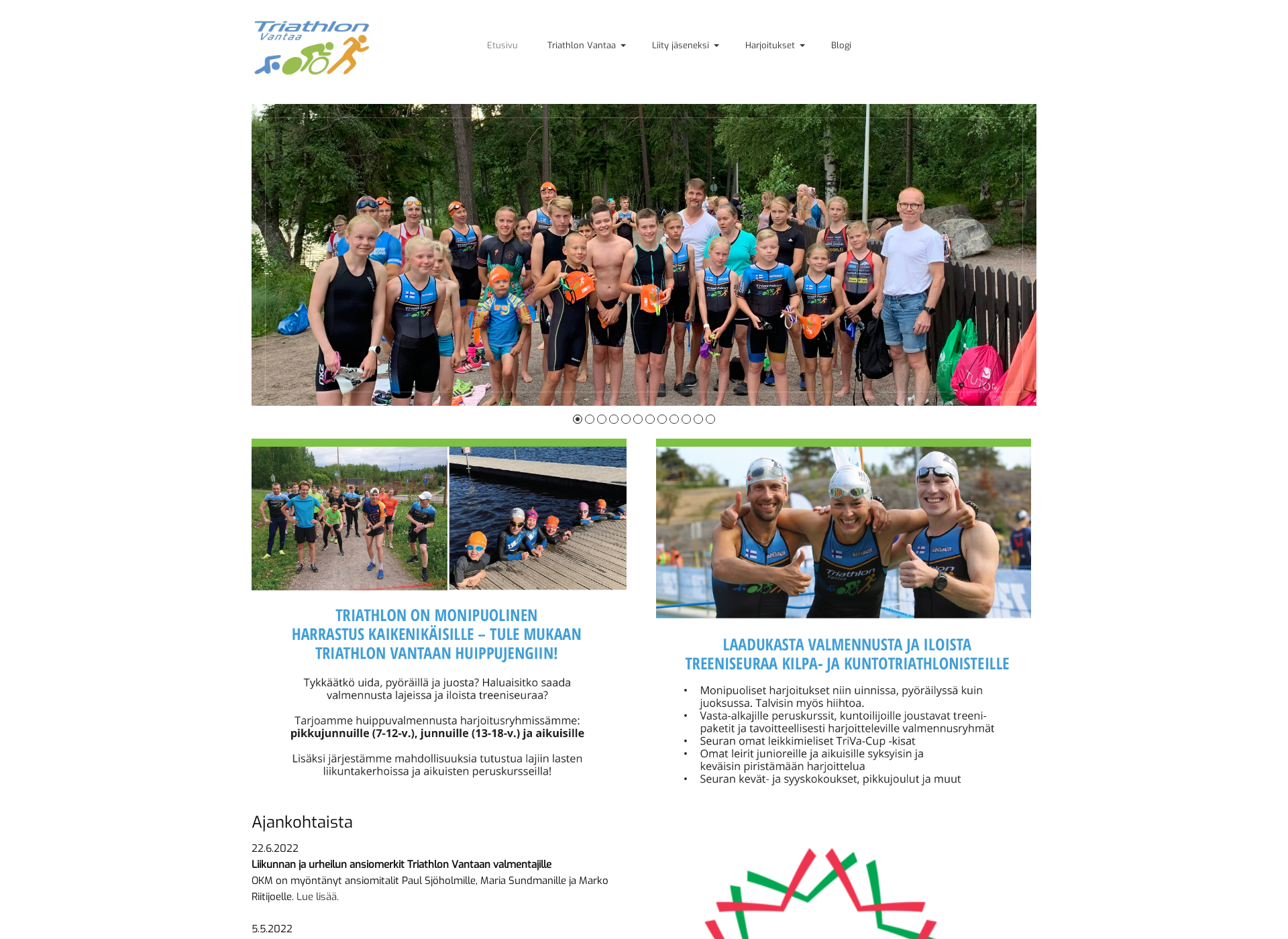 Screenshot for triathlonvantaa.fi