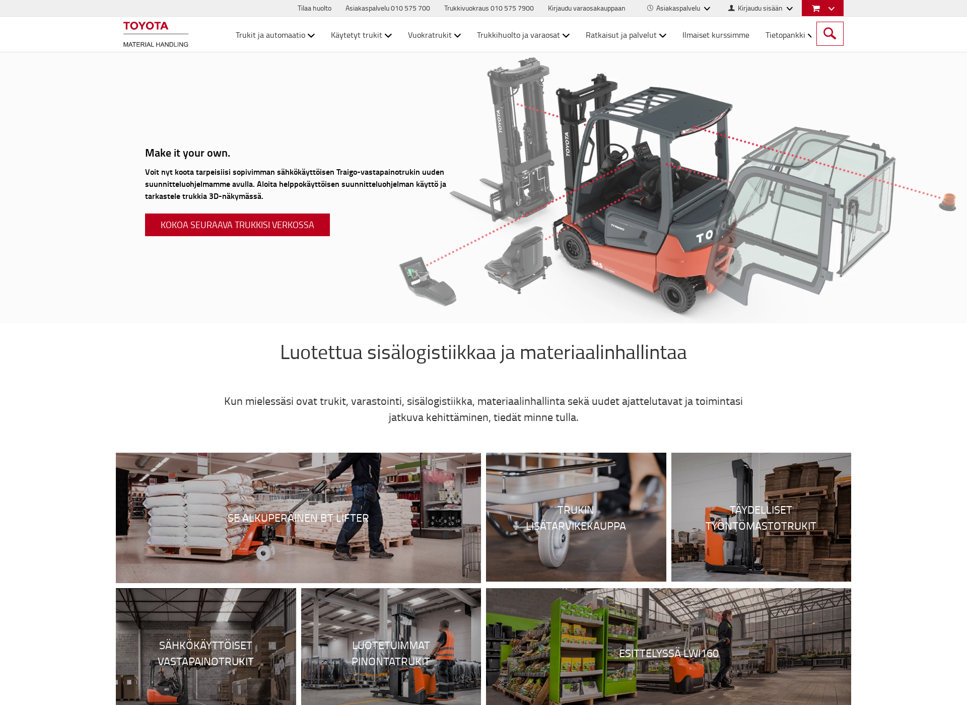 Skärmdump för trukkivaraosat.fi