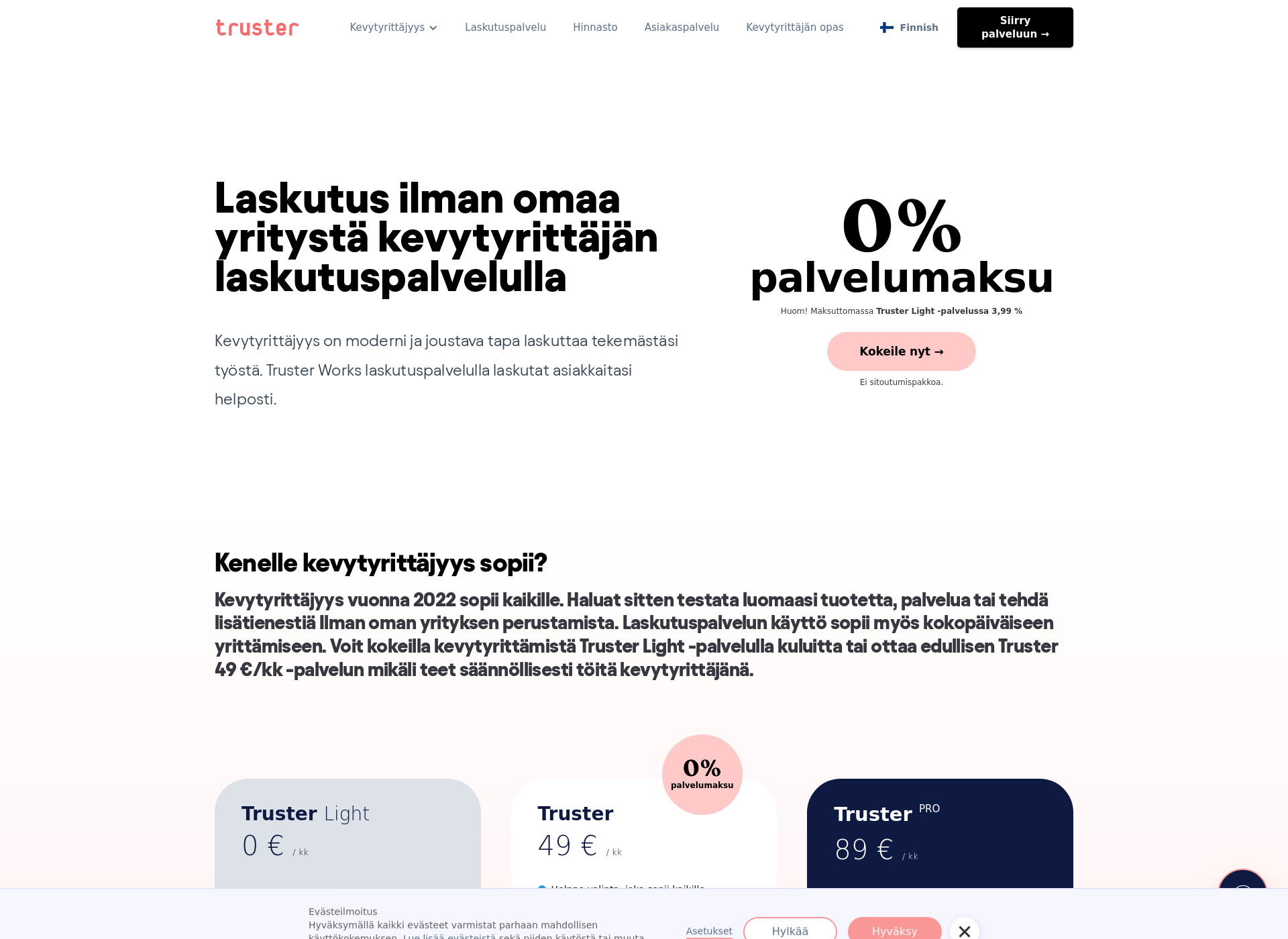 Skärmdump för truster.fi