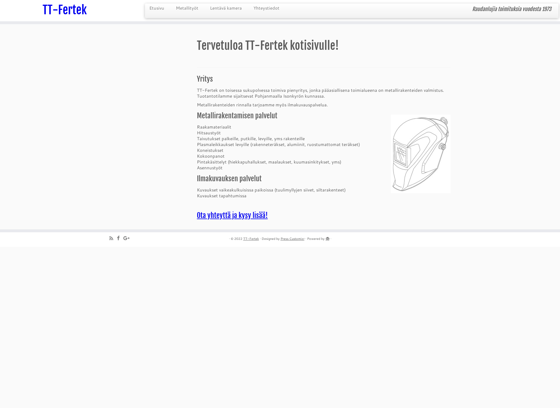 Skärmdump för ttfertek.fi