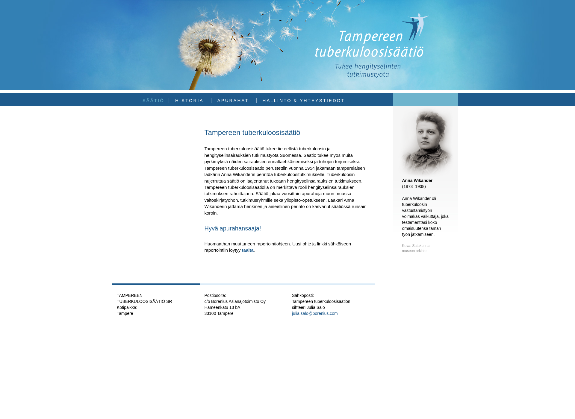 Screenshot for tuberkuloosisäätiö.fi