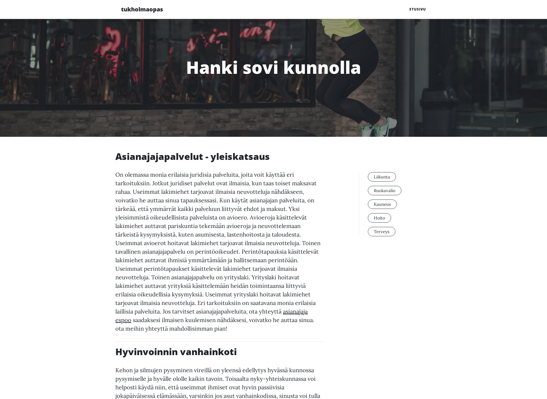 Skärmdump för tukholmaopas.fi