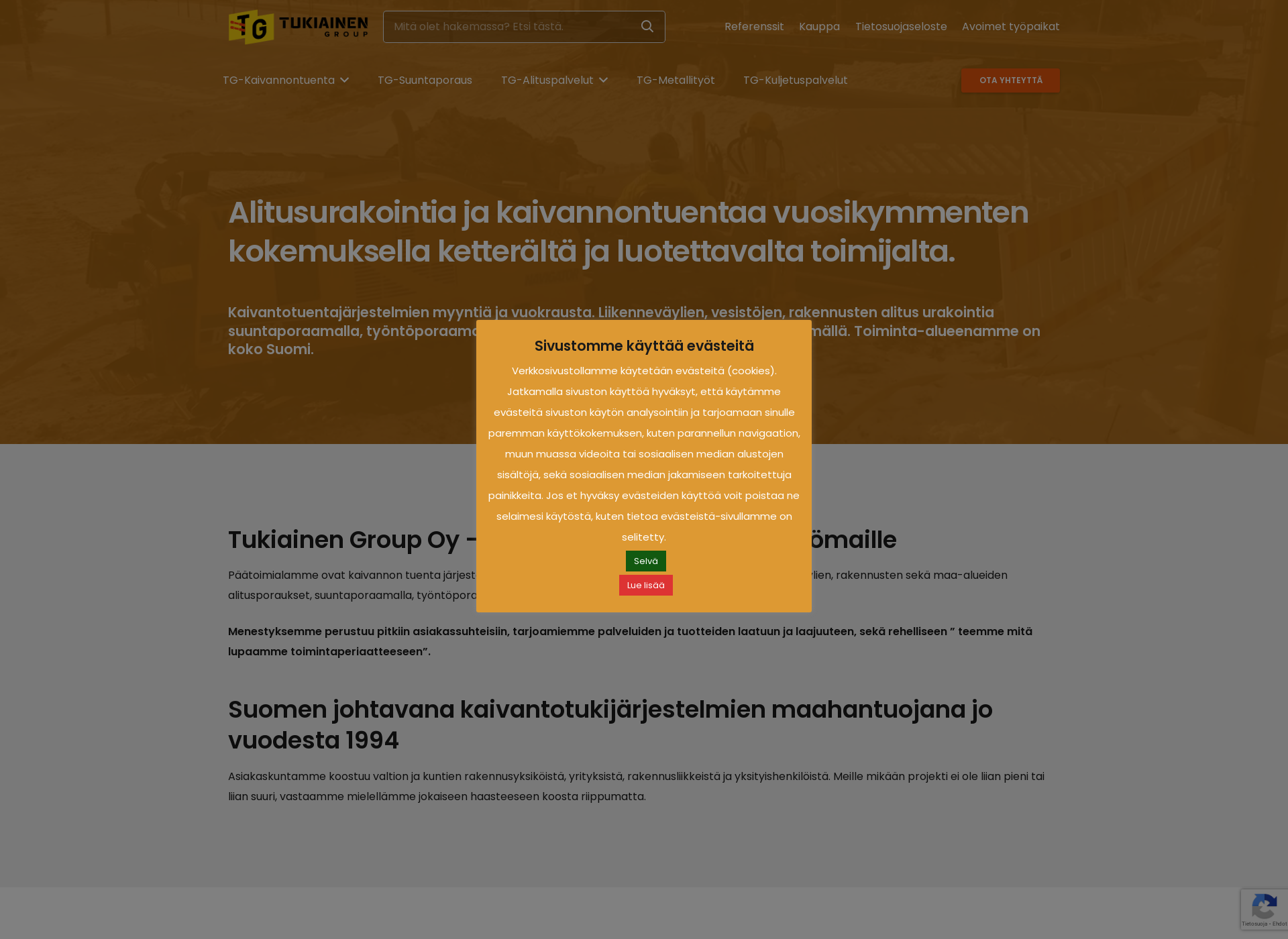 Skärmdump för tukiainengroup.fi