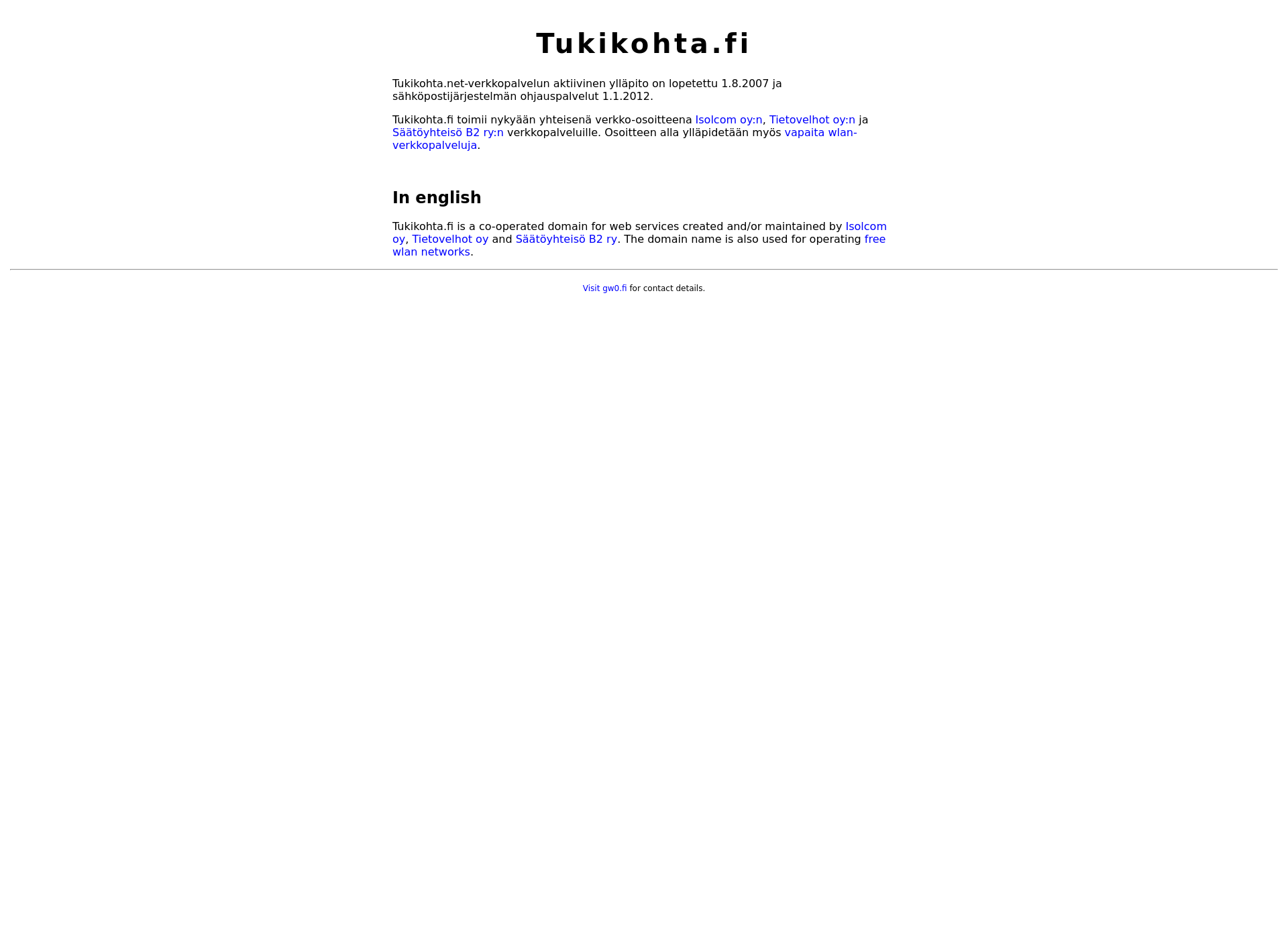 Screenshot for tukikohta.fi