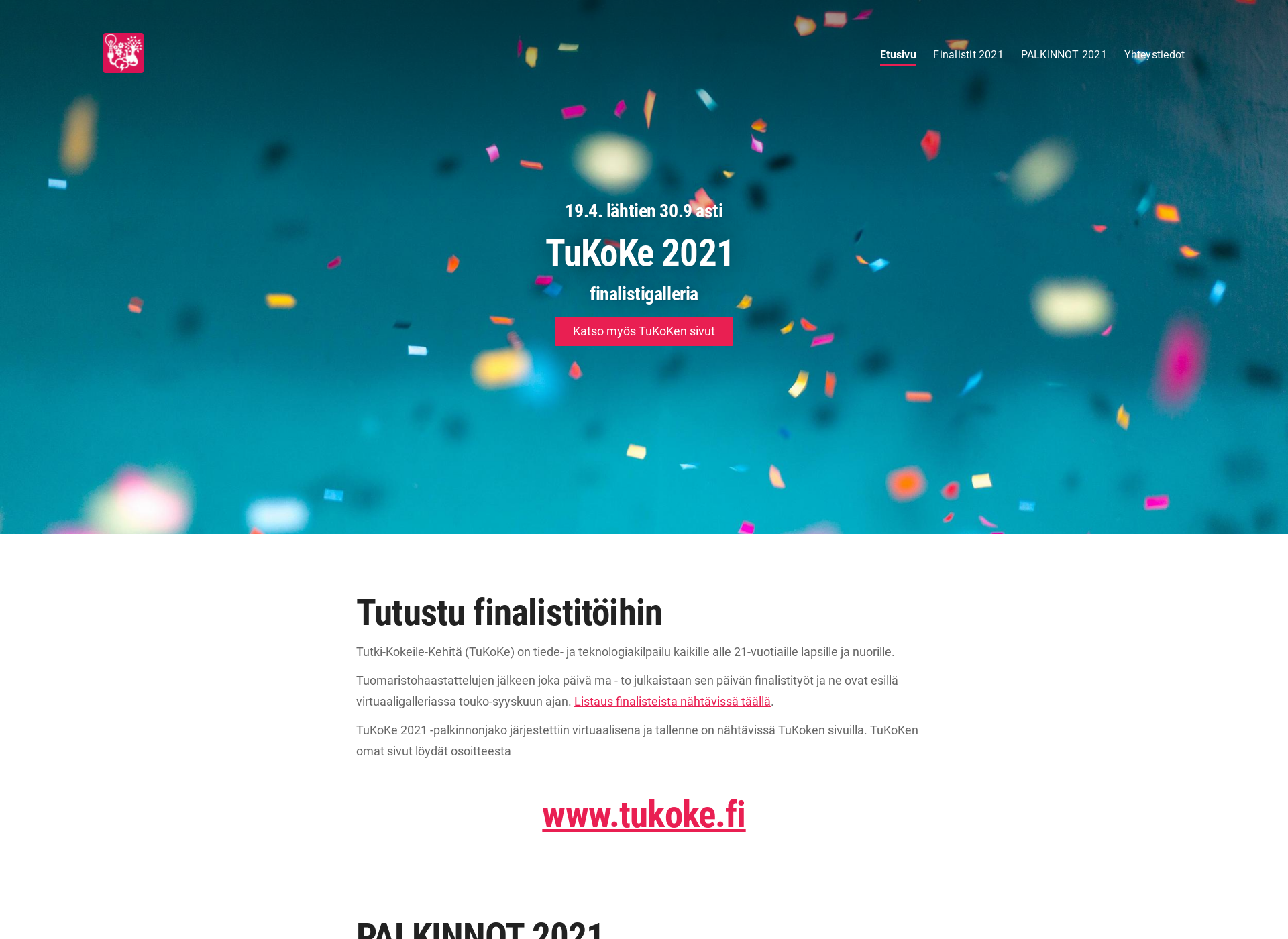 Skärmdump för tukoke-finalistit.fi