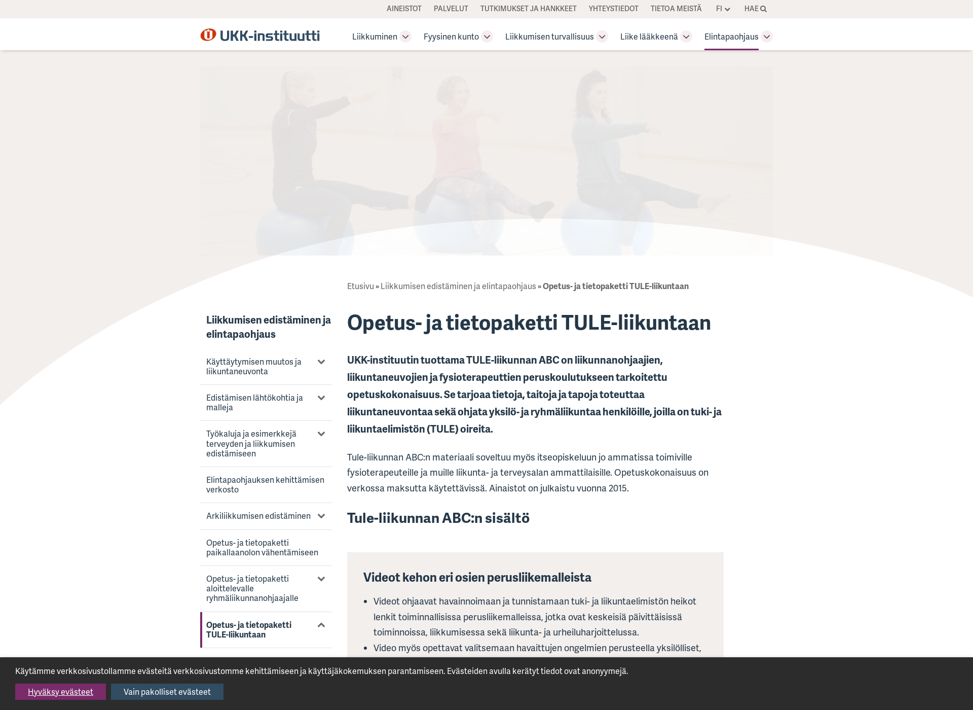 Screenshot for tule-liikunta.fi