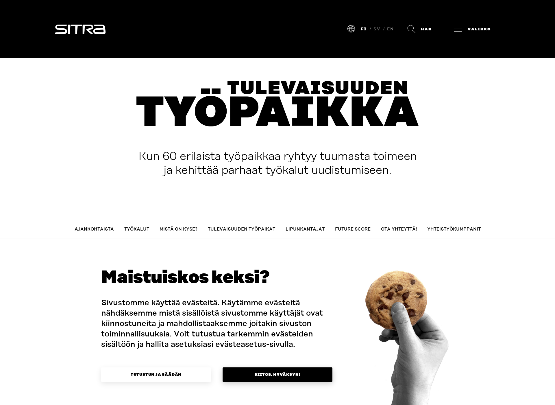 Skärmdump för tulevaisuudentyöpaikka.fi