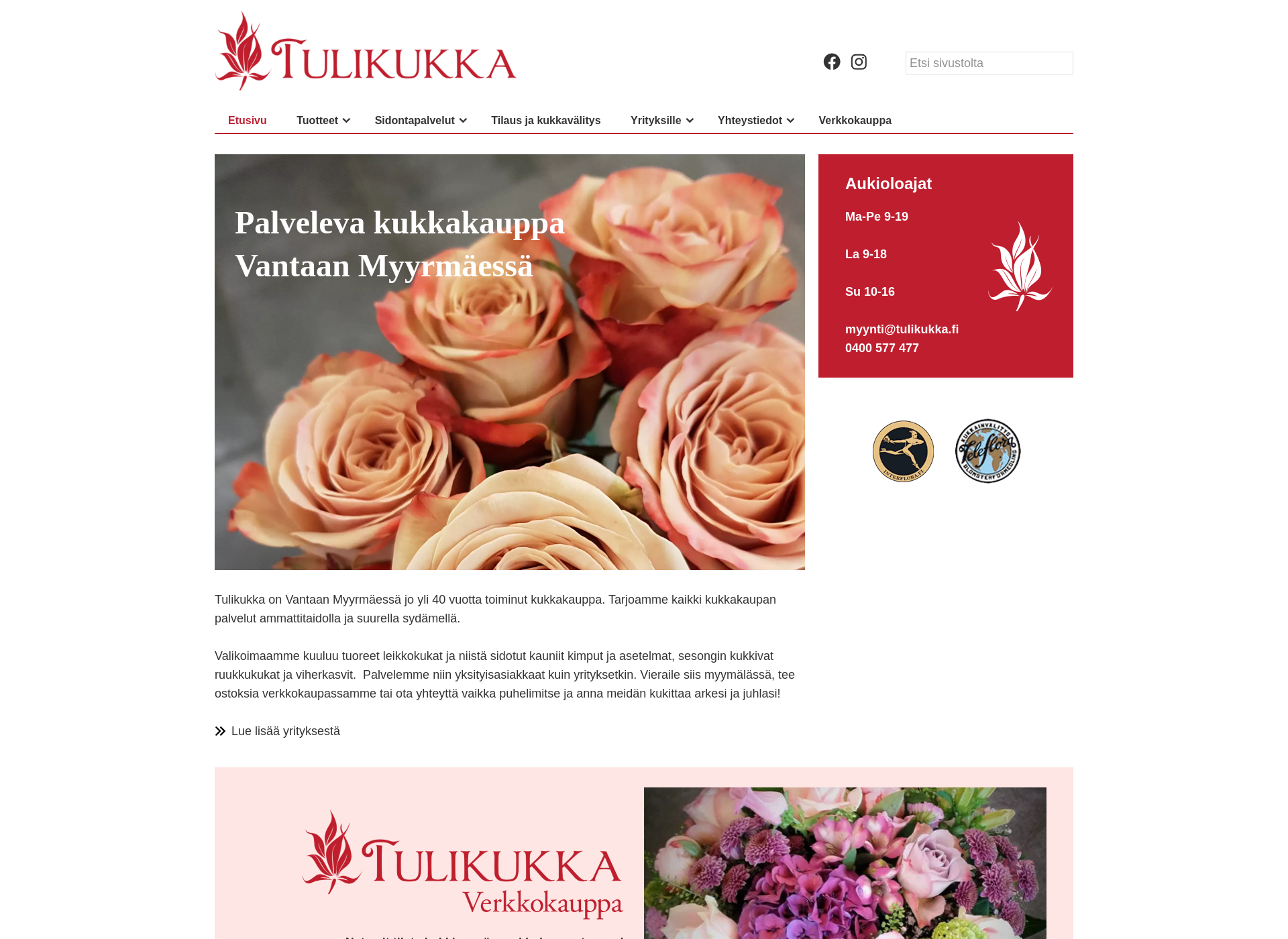 Screenshot for tulikukka.fi