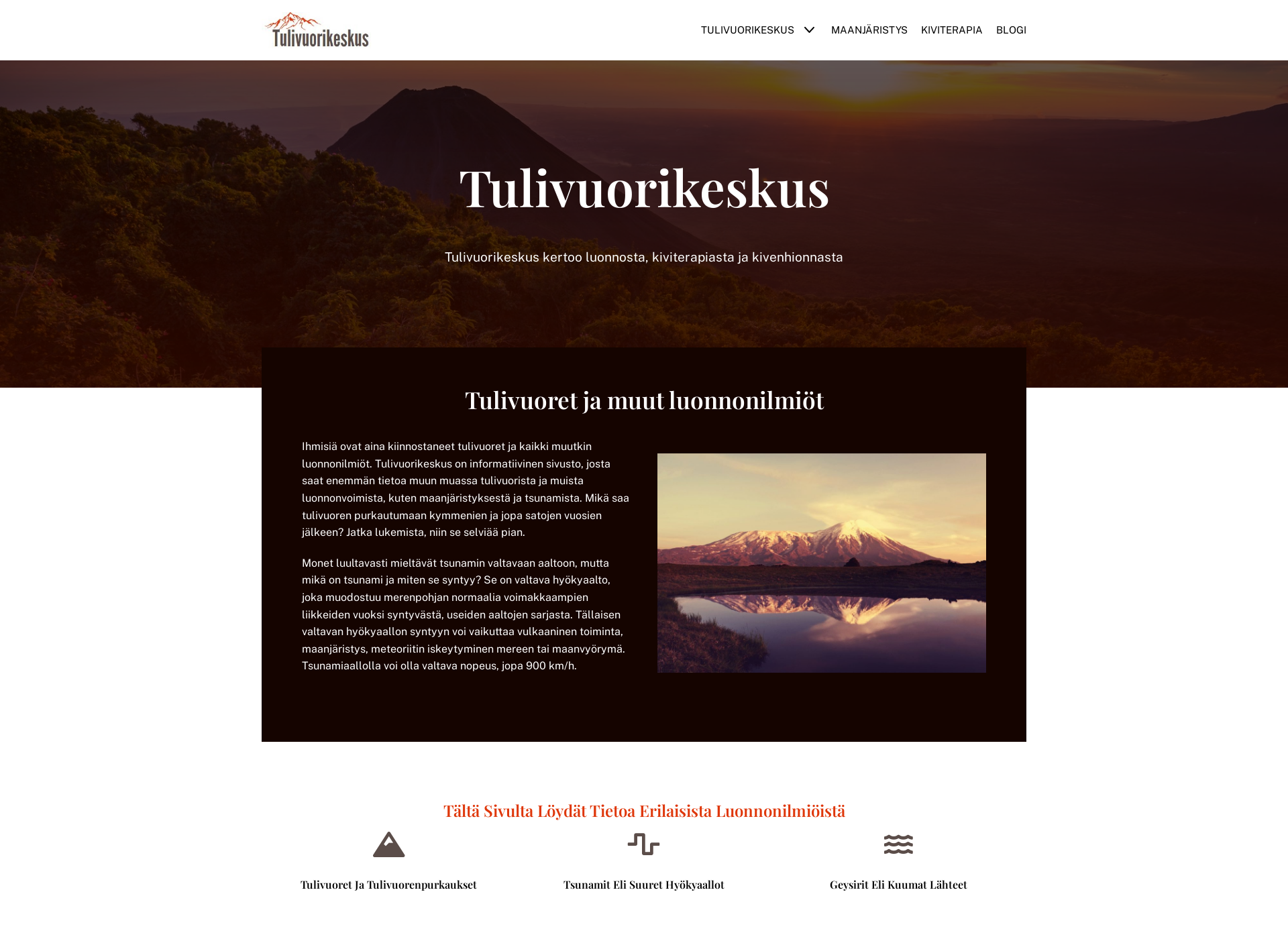 Screenshot for tulivuorikeskus.fi