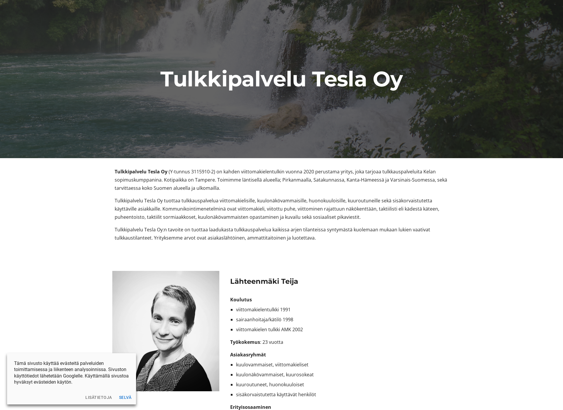 Näyttökuva tulkkipalvelutesla.fi