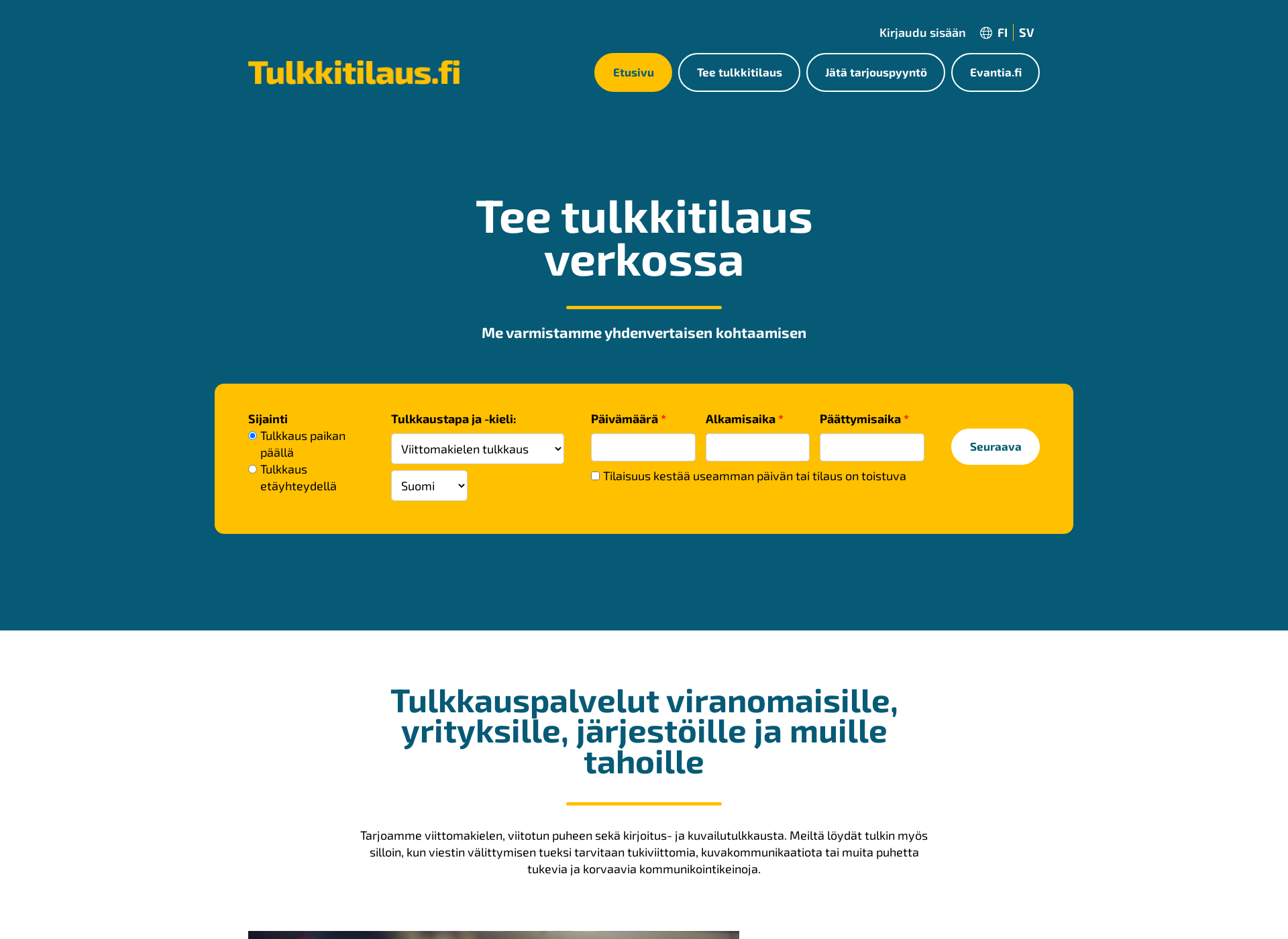 Screenshot for tulkkitilaus.fi