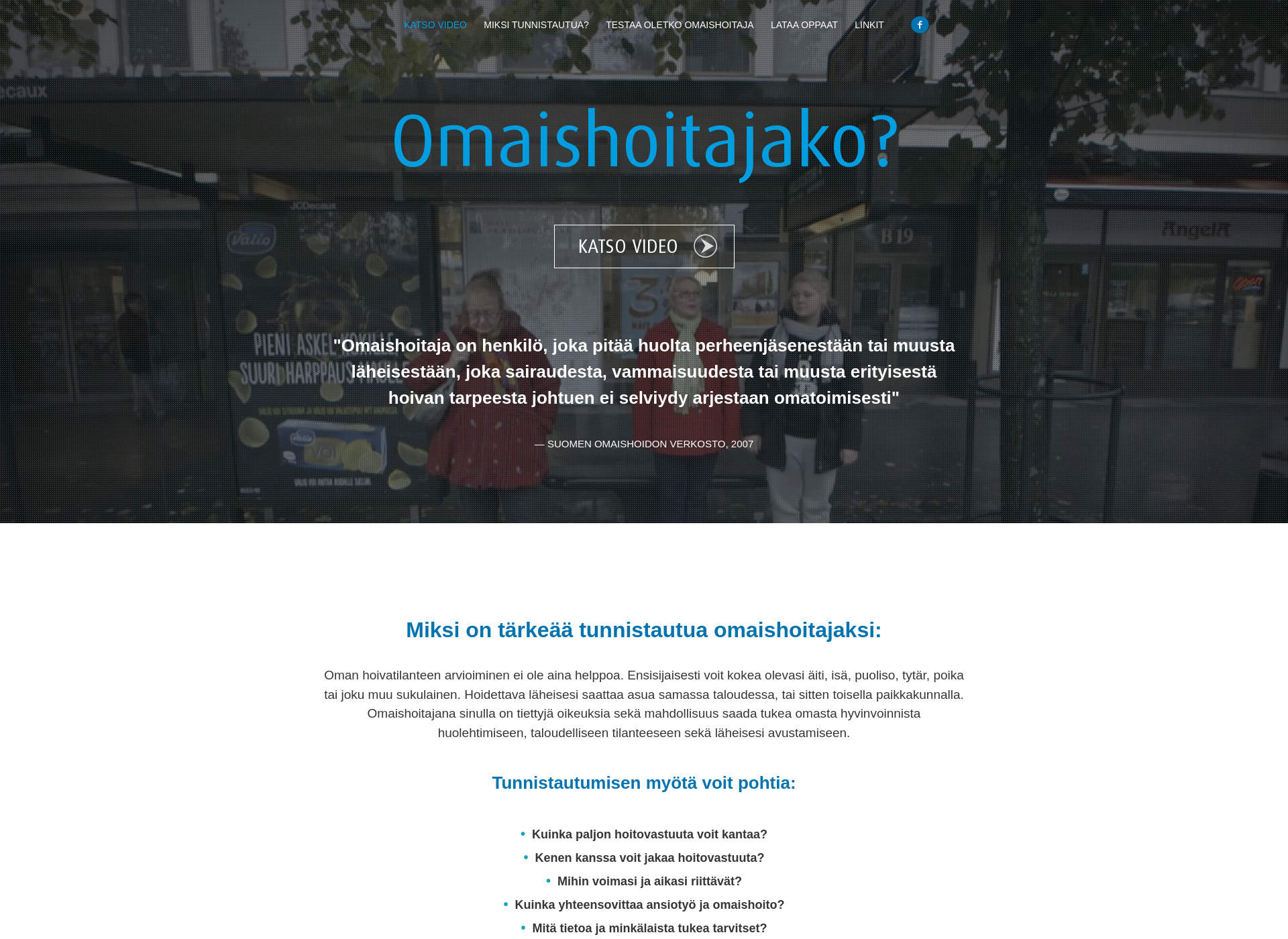 Screenshot for tunnistaomaishoitaja.fi