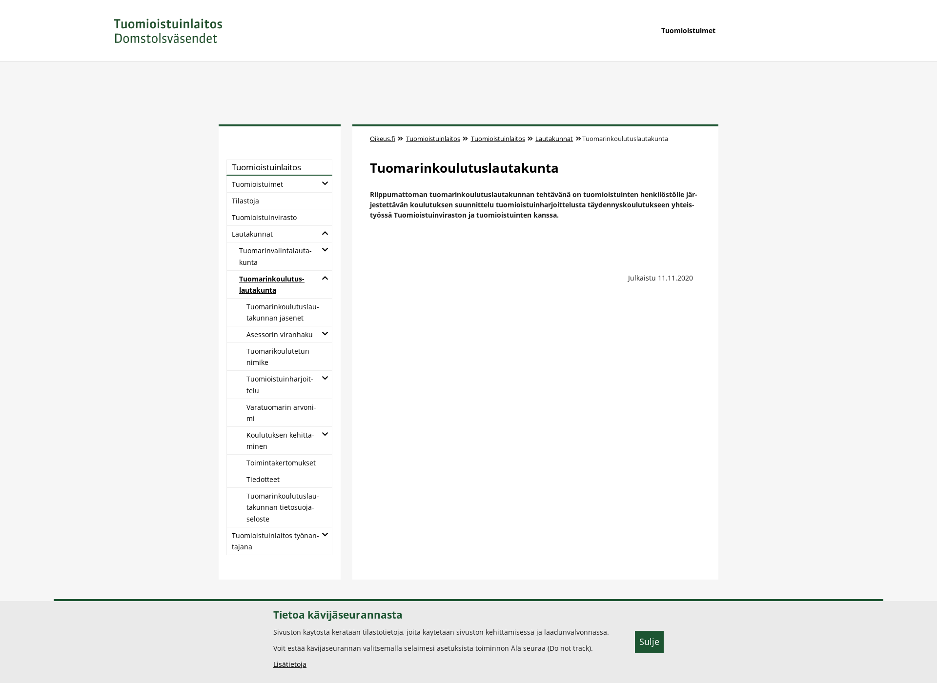 Screenshot for tuomarinkoulutuslautakunta.fi