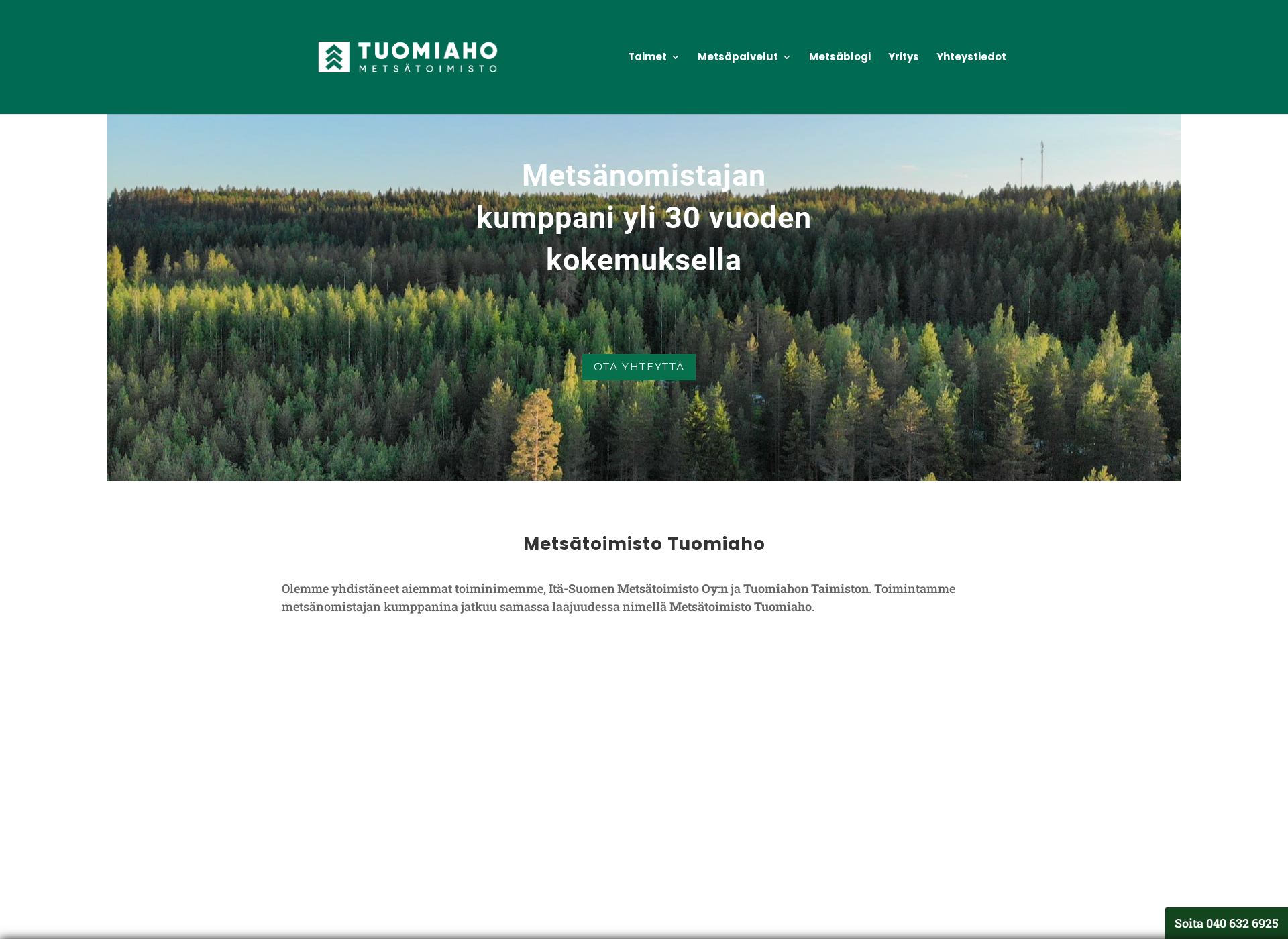 Skärmdump för tuomiaho.fi