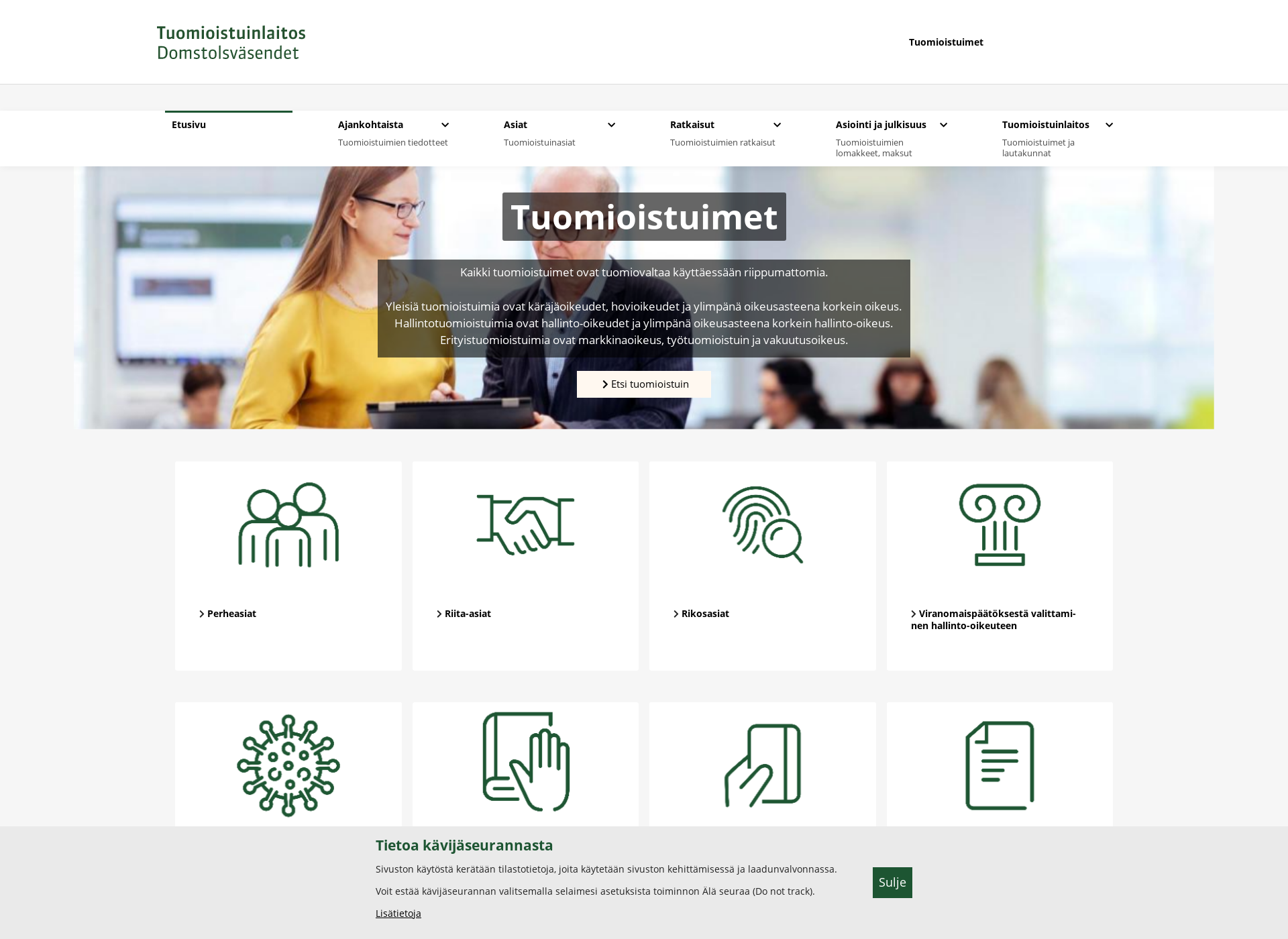 Screenshot for tuomioistuimet.fi
