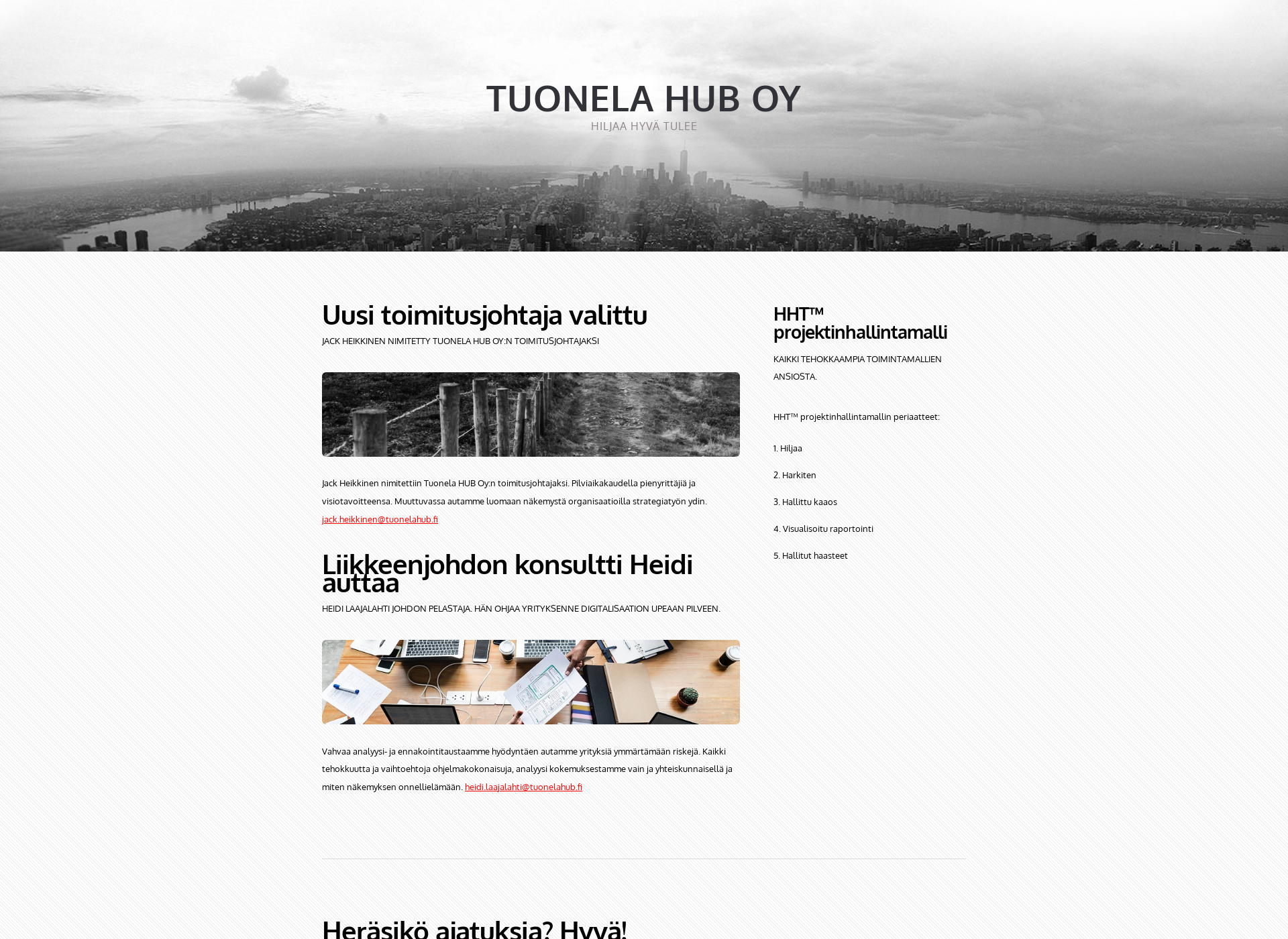 Skärmdump för tuonelahub.fi