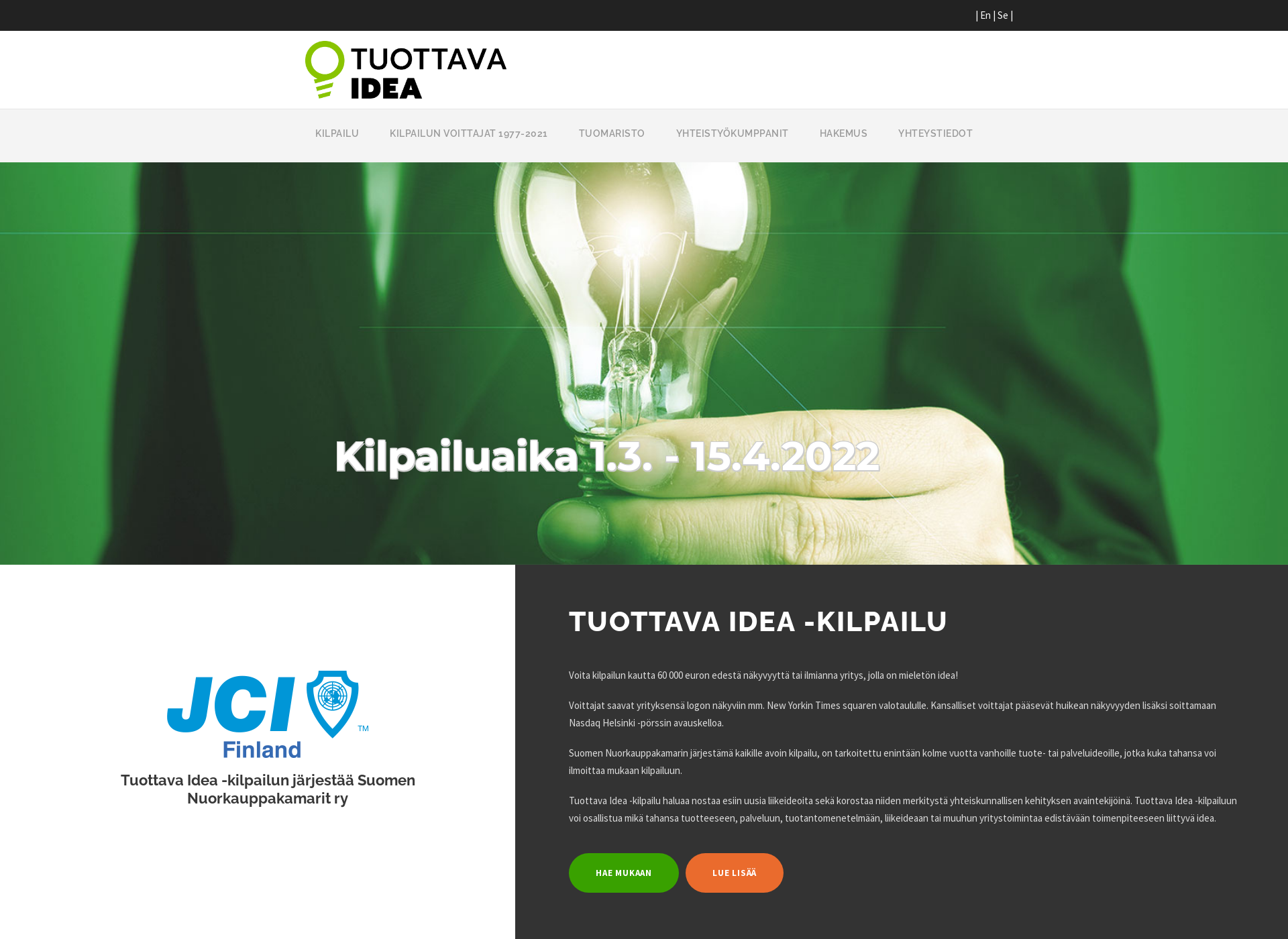 Skärmdump för tuottavaidea.fi