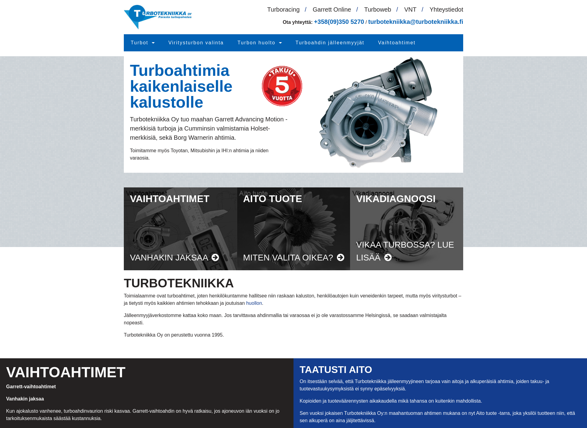 Skärmdump för turbotekniikka.fi