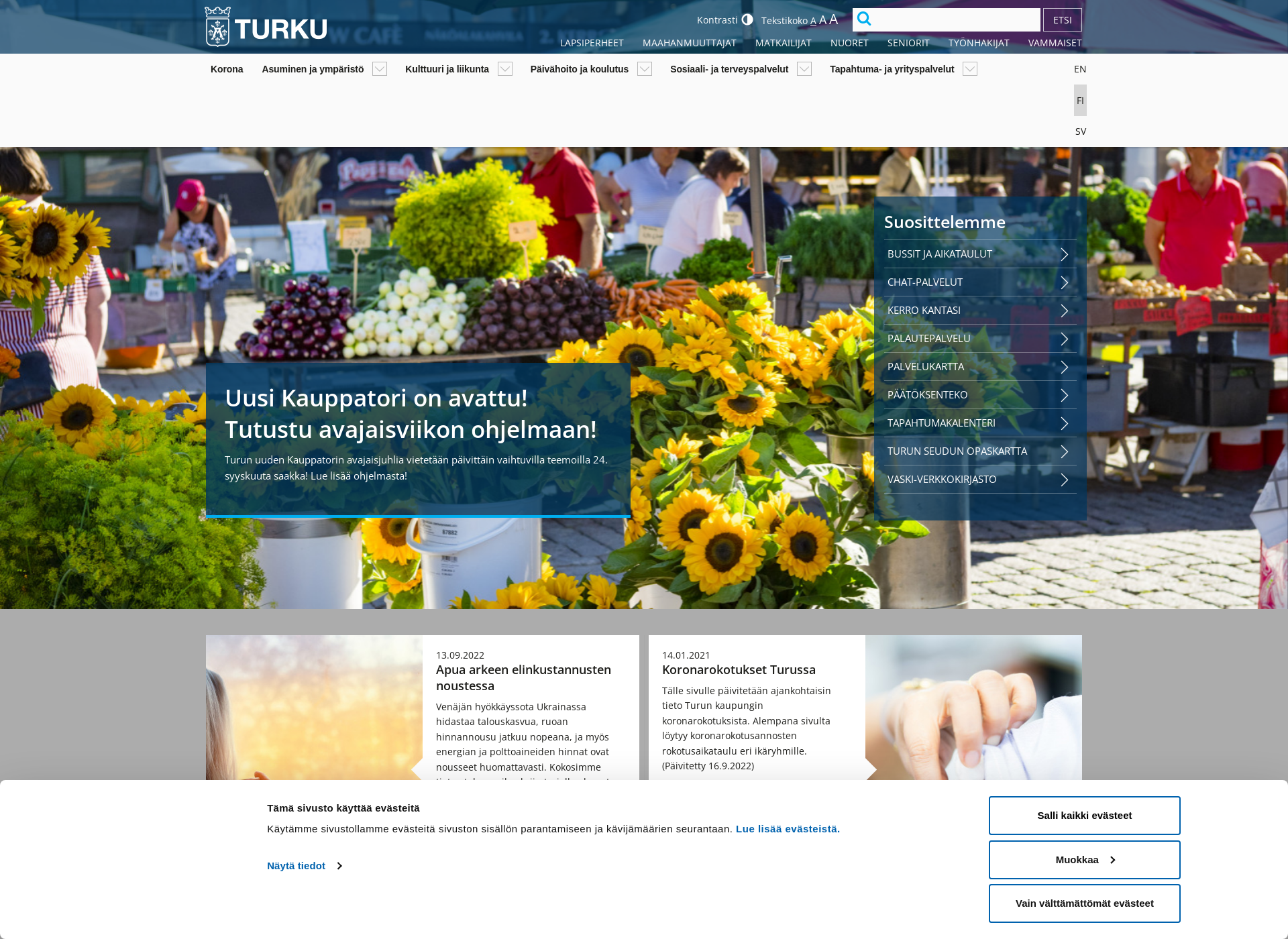 Screenshot for turku.fi
