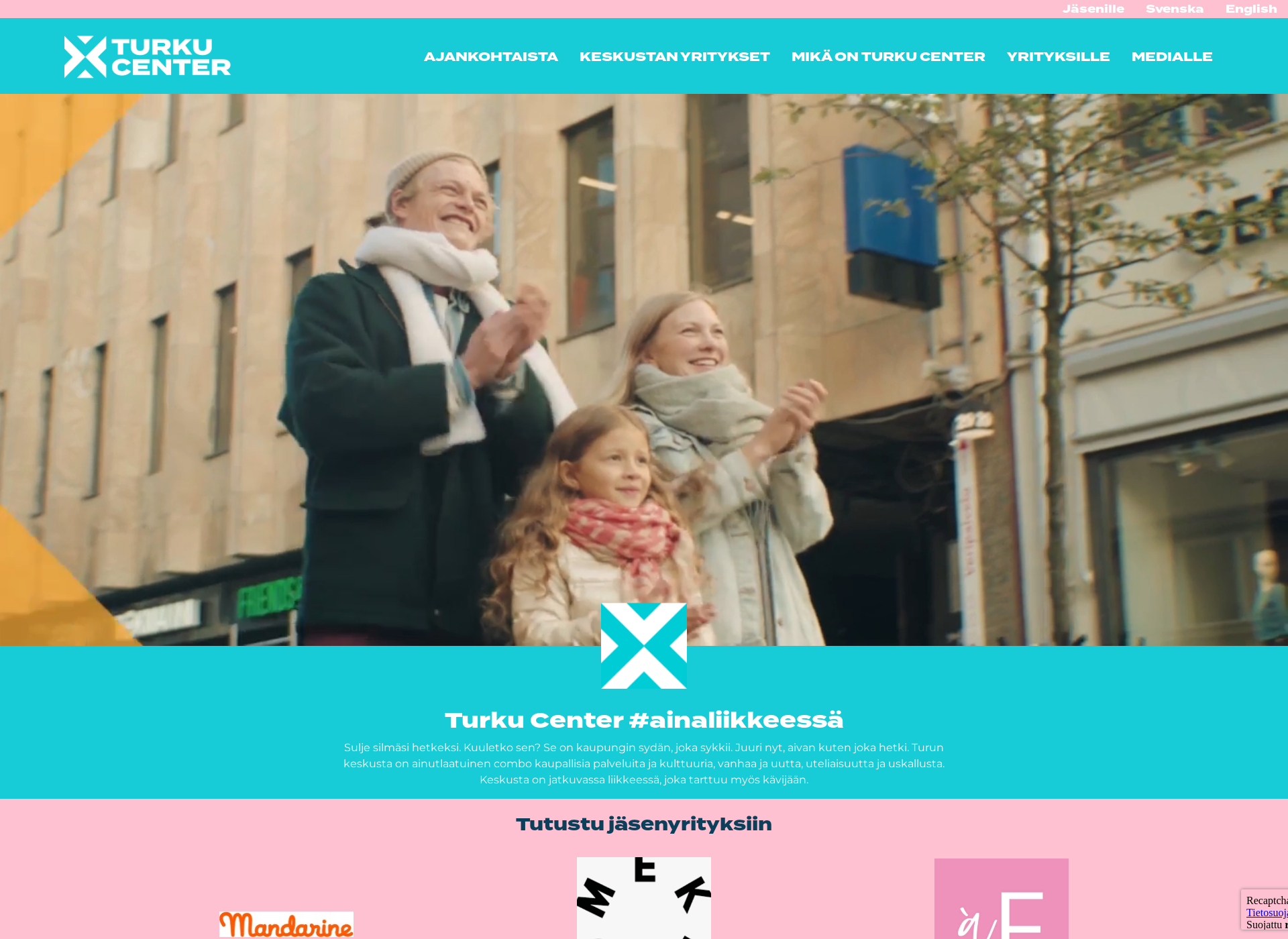 Skärmdump för turkucenter.fi