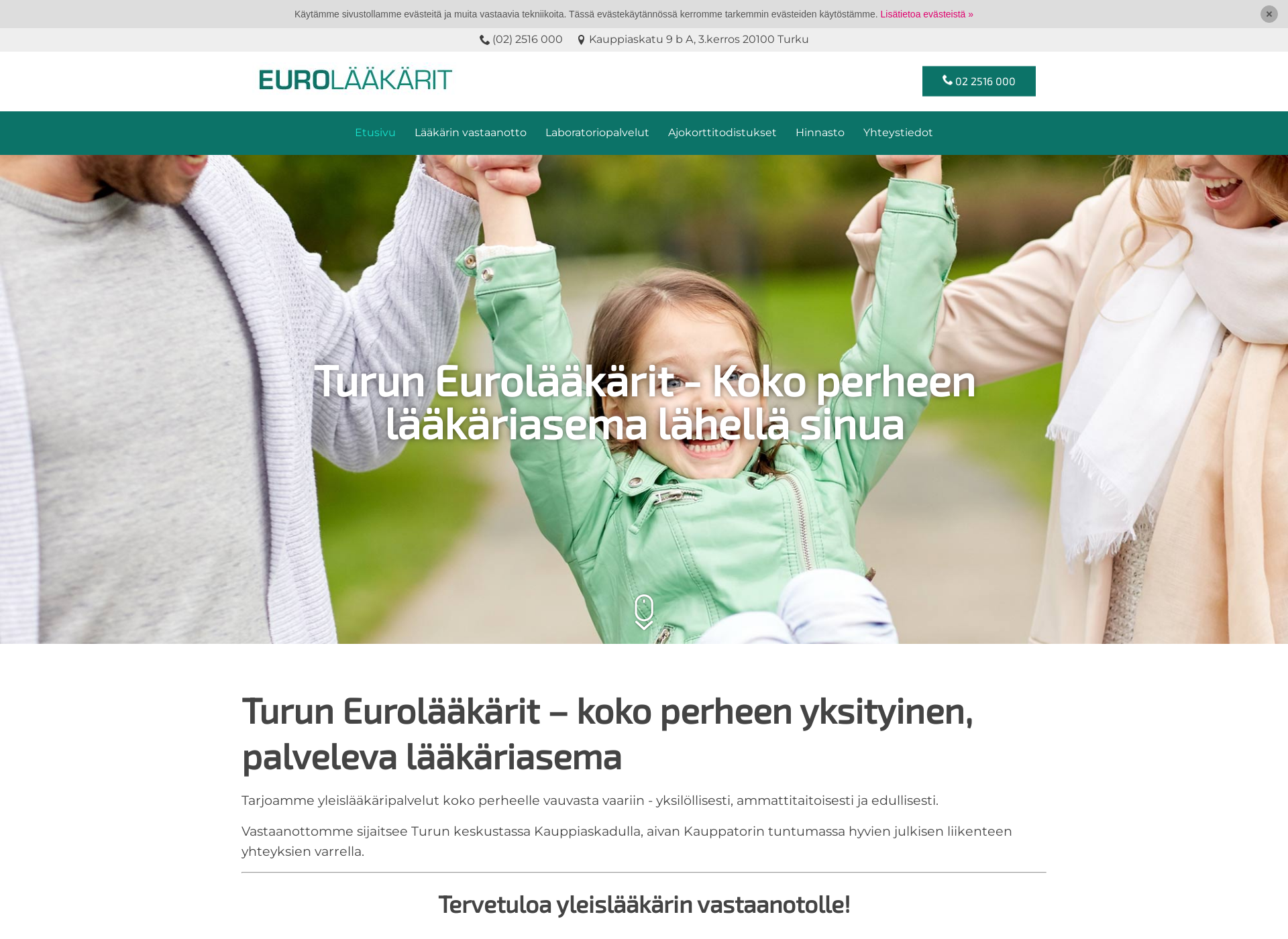 Skärmdump för turuneurolaakarit.fi