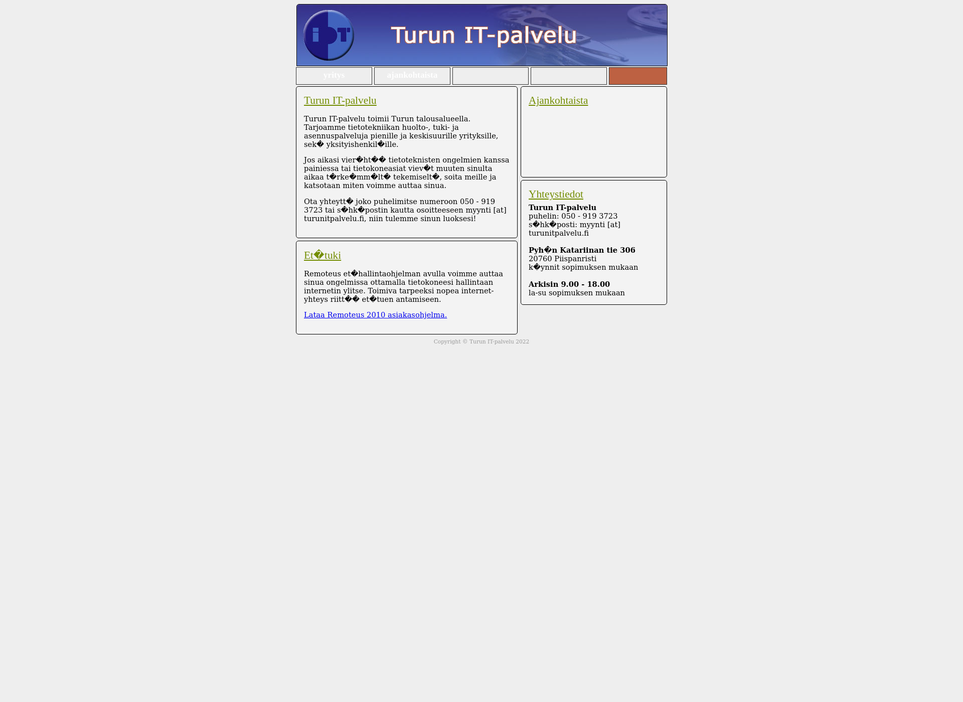 Screenshot for turunitpalvelu.fi