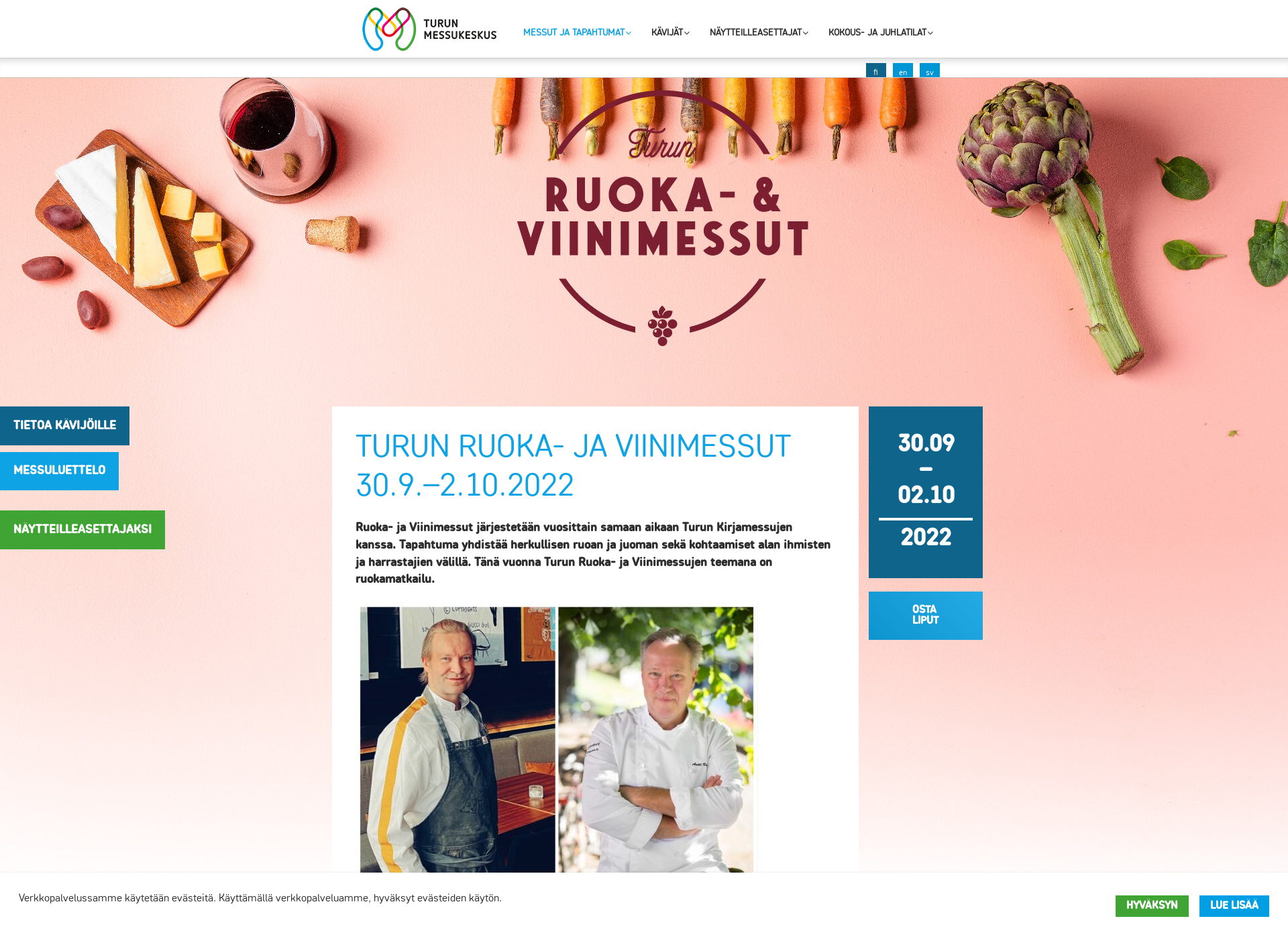 Screenshot for turunruokajaviinimessut.fi