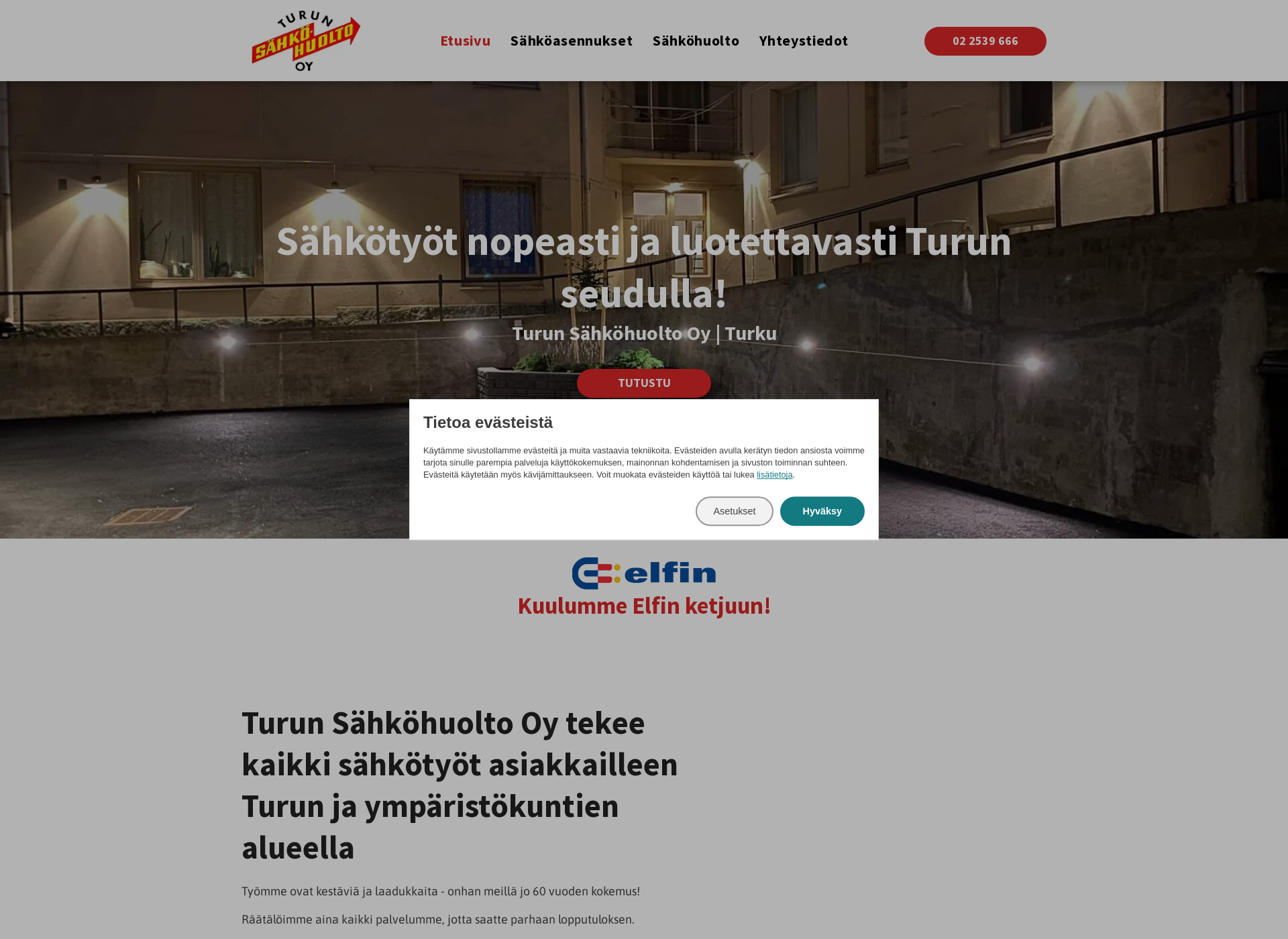 Skärmdump för turunsahkohuolto.fi