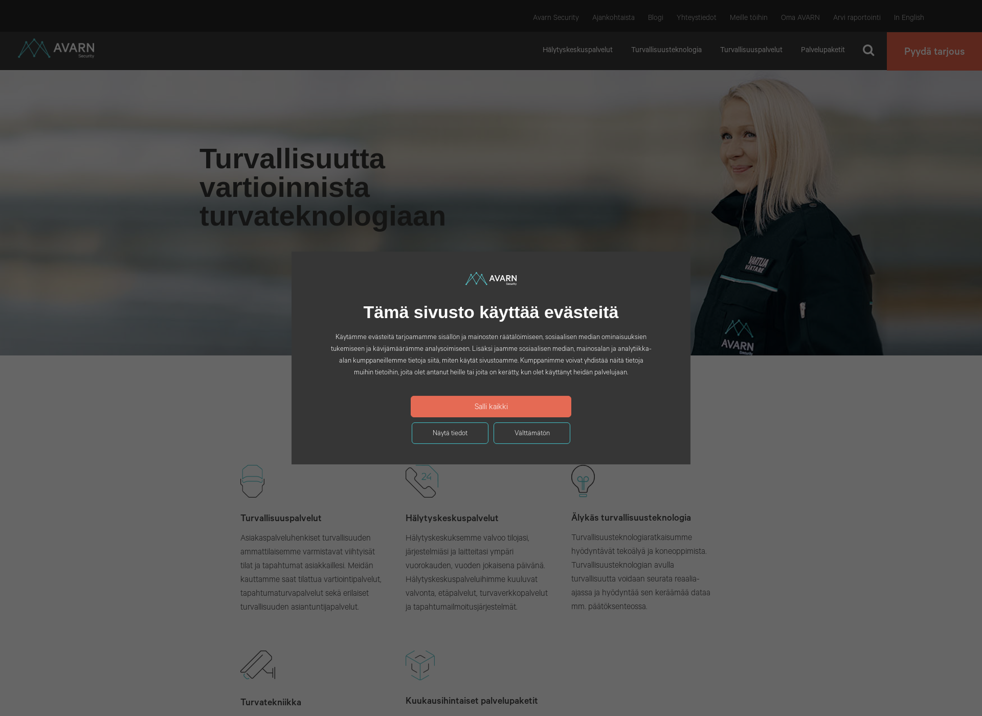Skärmdump för turvatiimi.fi