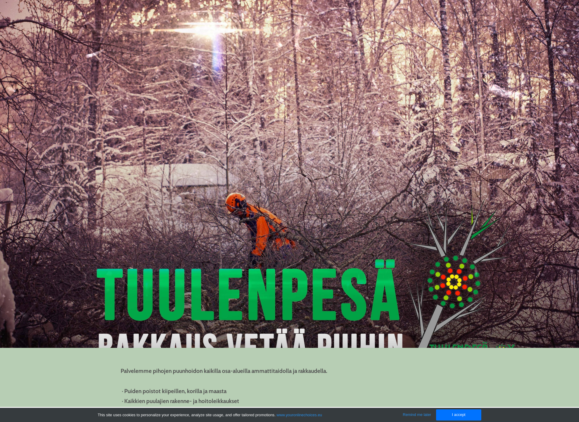 Skärmdump för tuulenpesa.fi