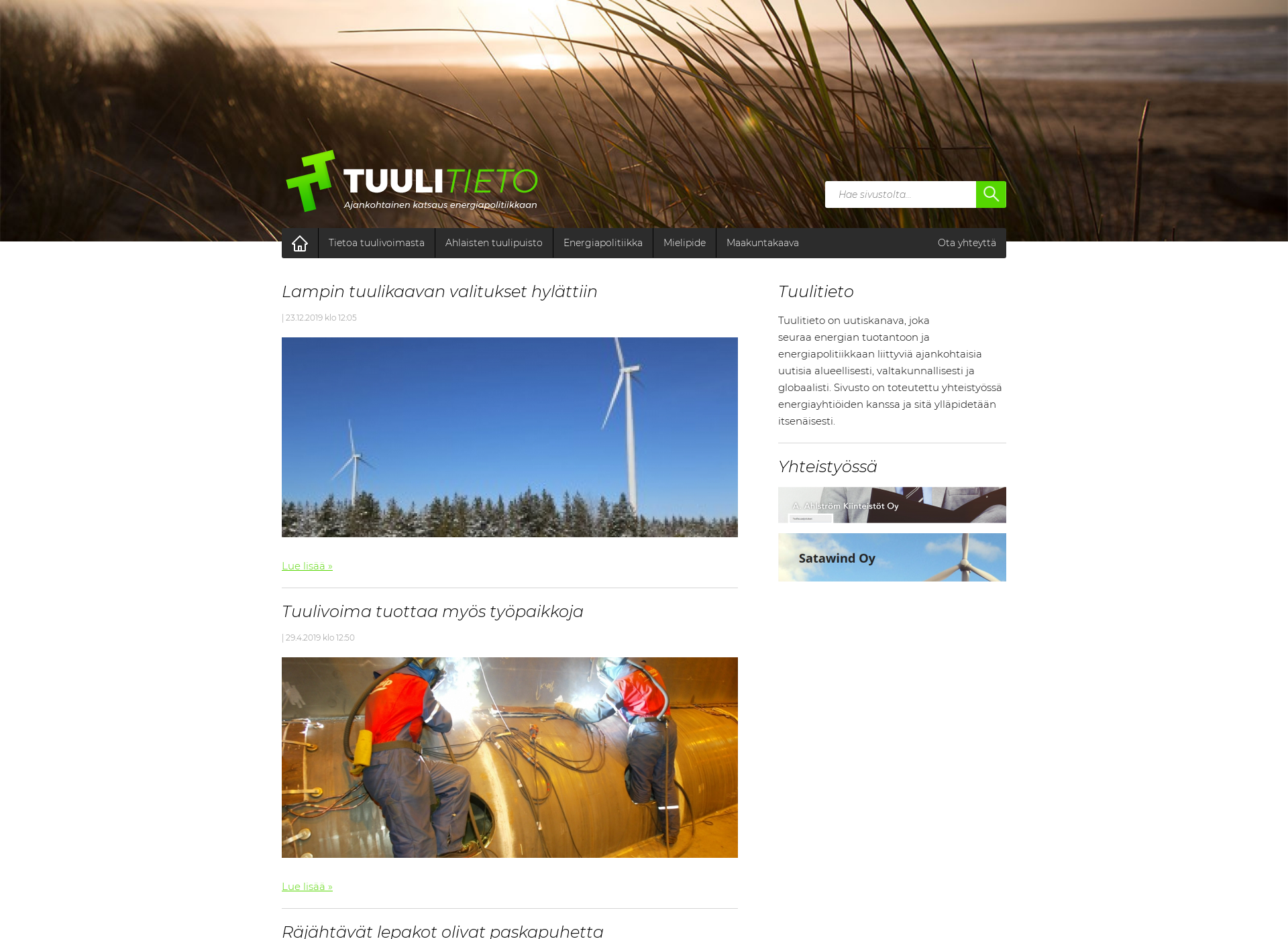 Screenshot for tuulitieto.fi
