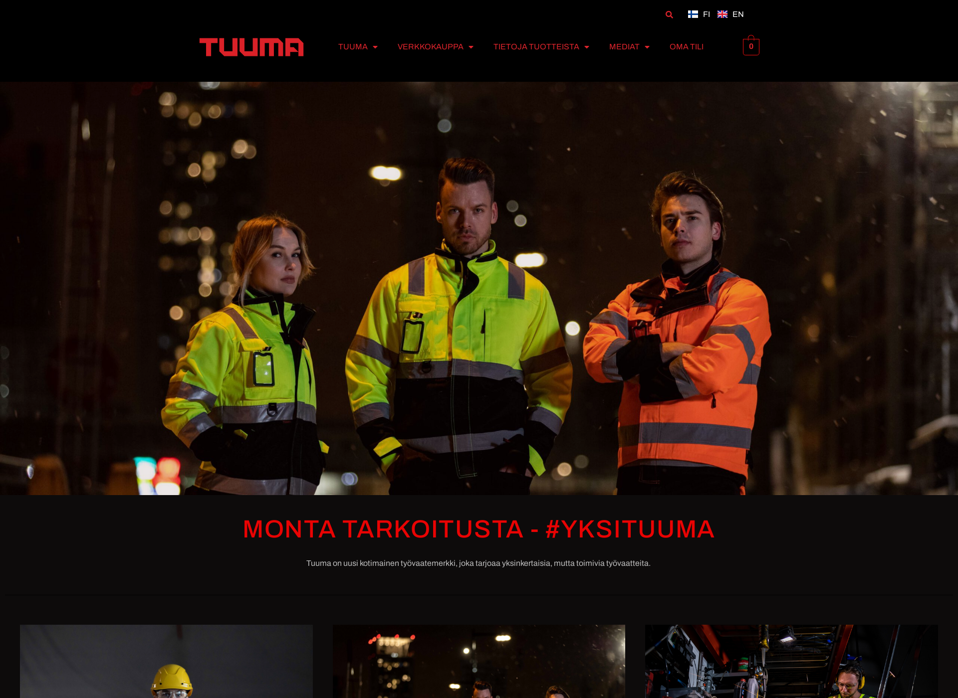 Skärmdump för tuumaworkwear.fi